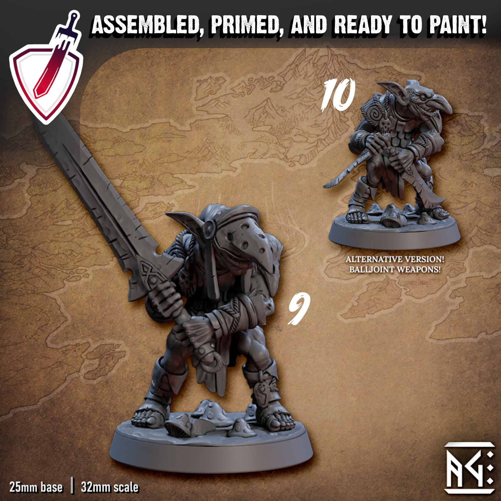 Faldorn Goblins | Miniatures By Artisan Guild | For Tabletop Gaming, D&D, Pathfinder, And Painting | Assembled And Primed - Brush and Battle