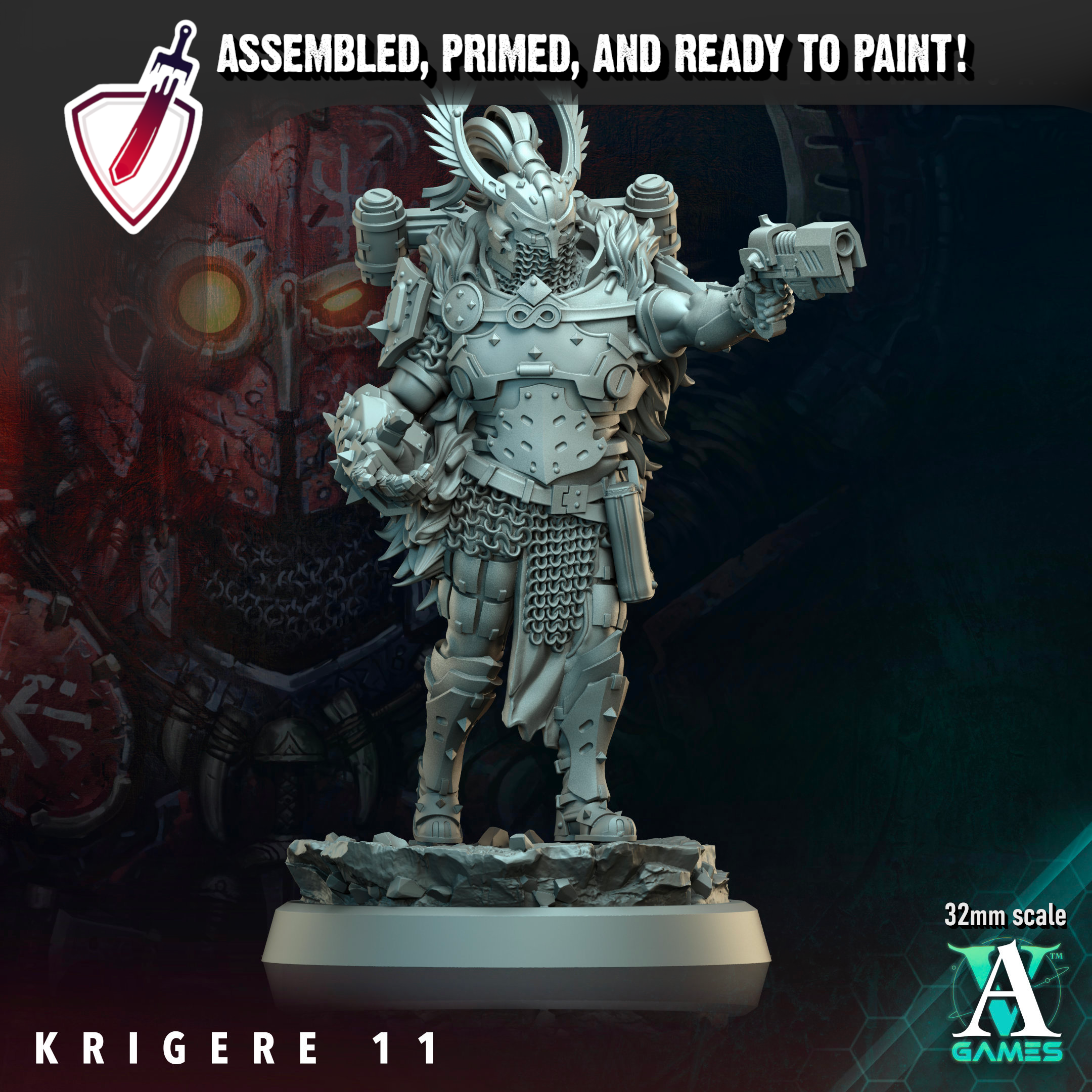 Krigere (6-11) | Miniatures By Archvillain Games | For Tabletop Gaming, D&D, Wargaming, Painting | Assembled And Primed - Brush and Battle