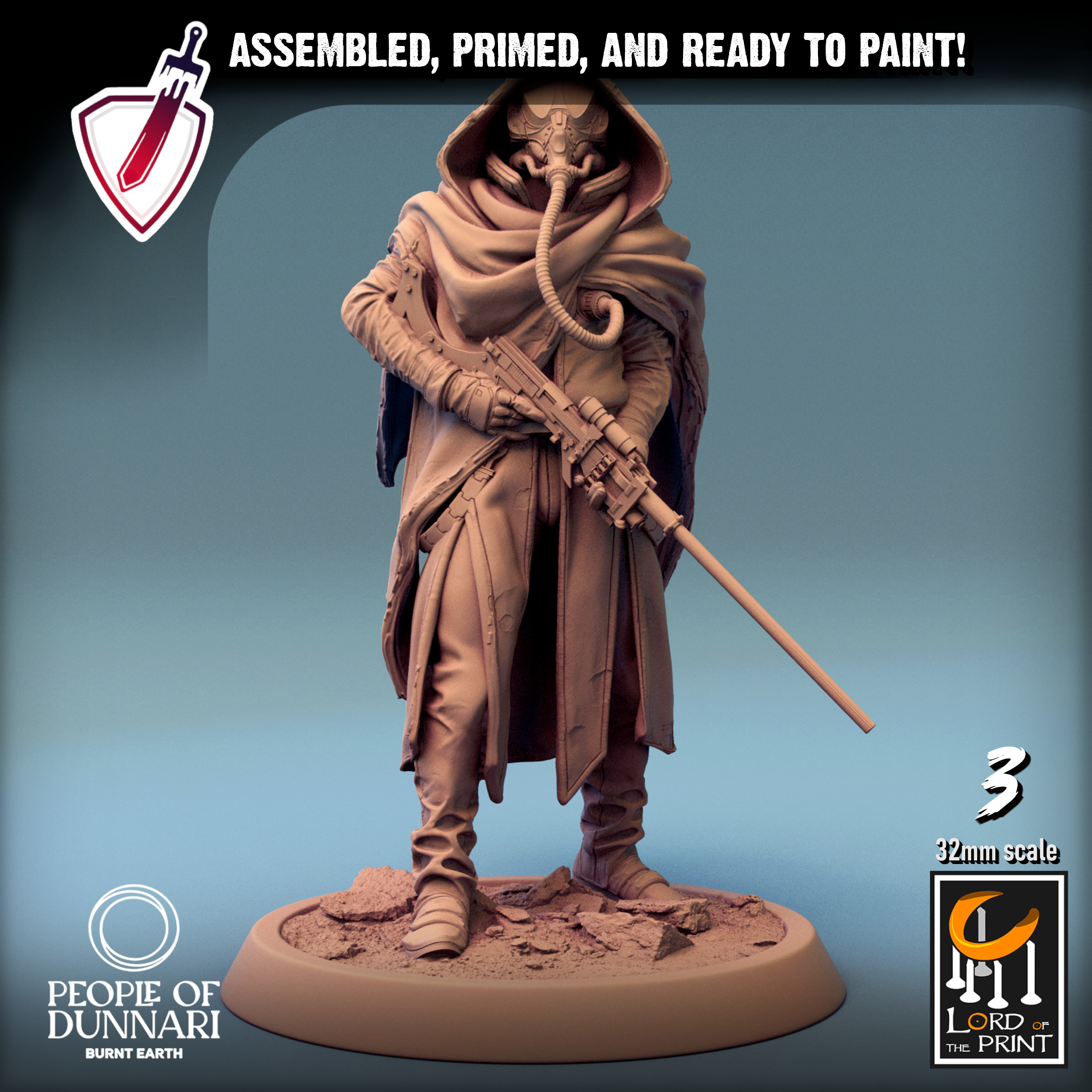 Zephyr Sandrider | Miniatures By Lord Of The Print | For Tabletop Gaming, D&D, Pathfinder, Painting | Assembled And Primed - Brush and Battle