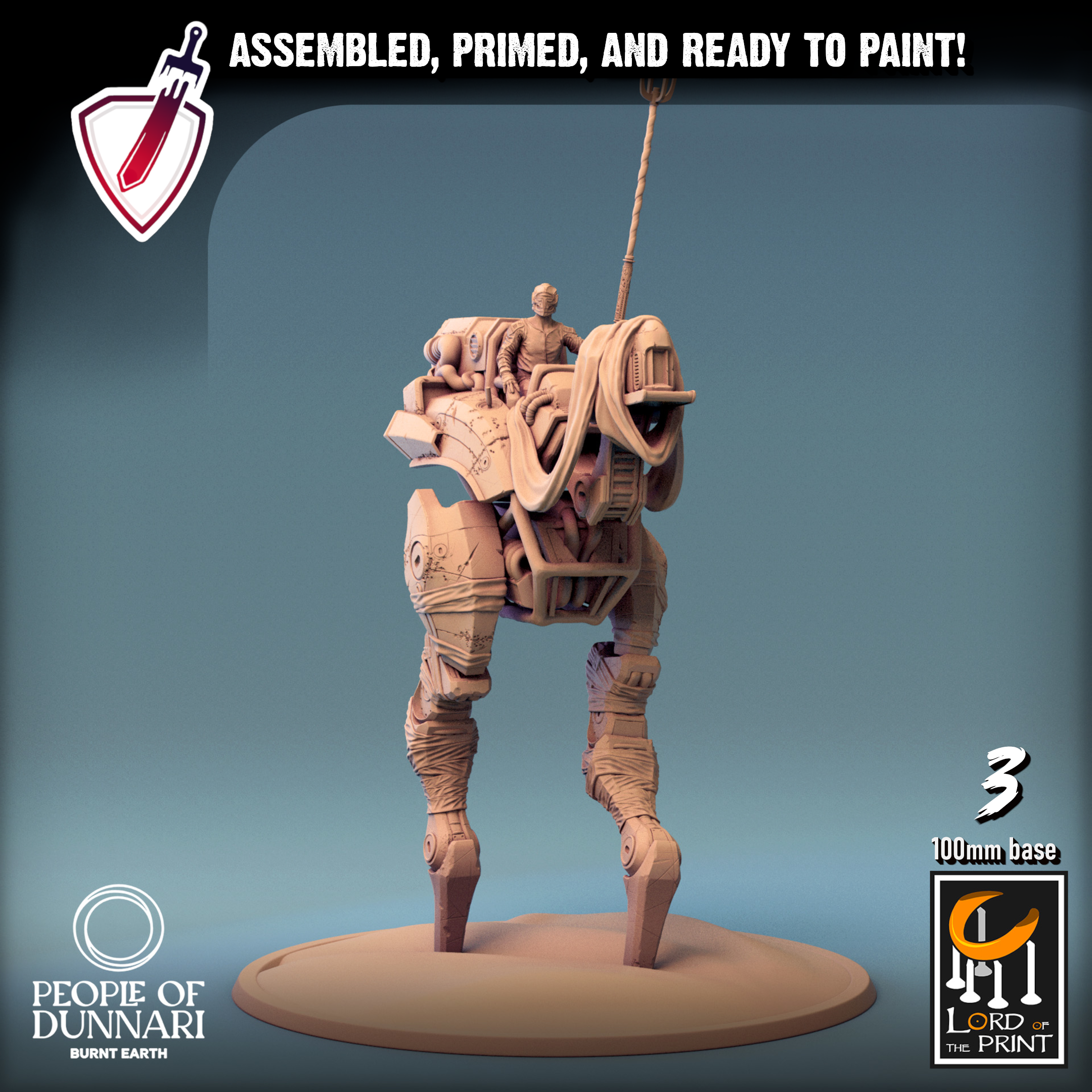 Medoka Dune Walker | (Large) Miniatures By Lord Of The Print | For Tabletop Gaming, D&D, Pathfinder, Painting | Assembled And Primed - Brush and Battle