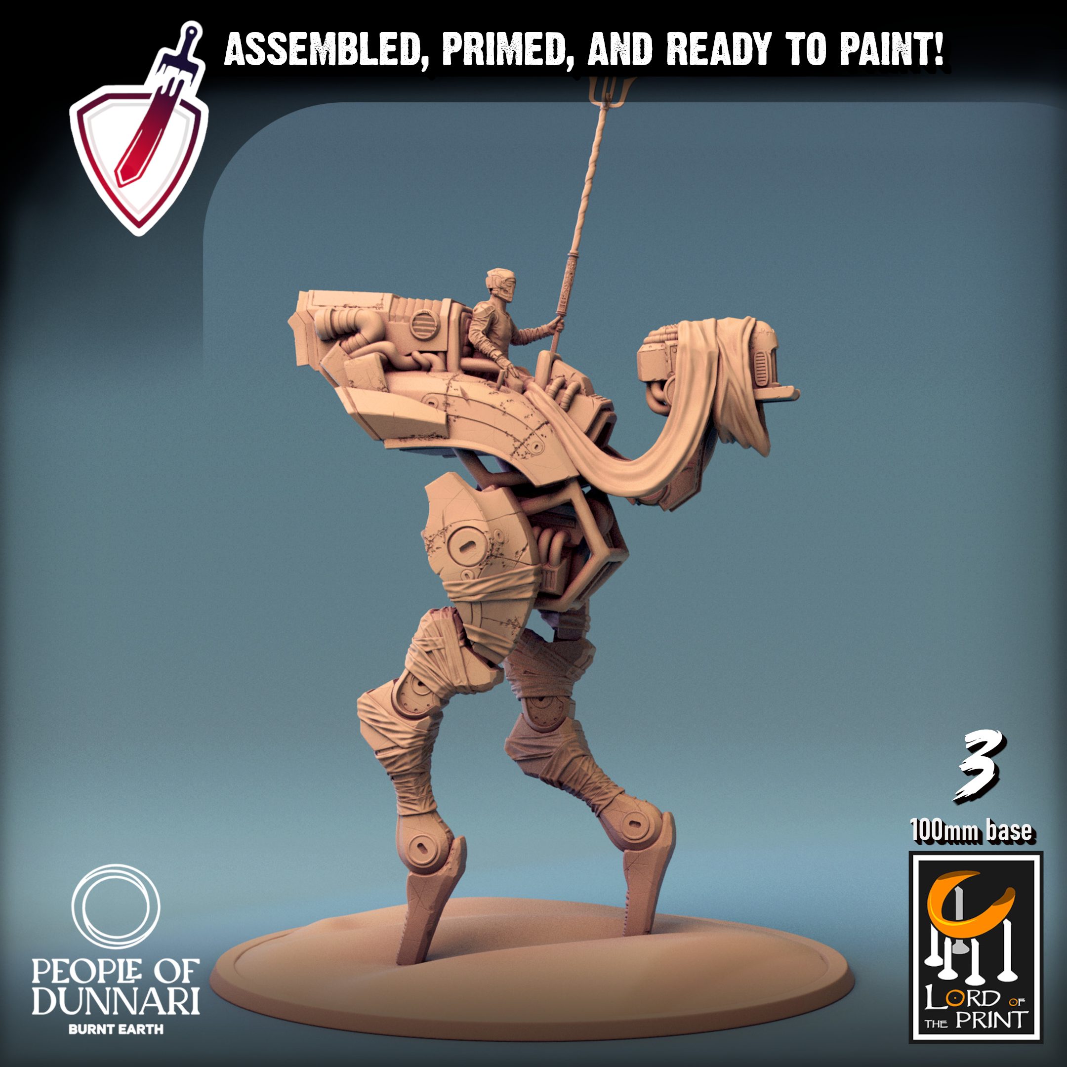 Medoka Dune Walker | (Large) Miniatures By Lord Of The Print | For Tabletop Gaming, D&D, Pathfinder, Painting | Assembled And Primed - Brush and Battle