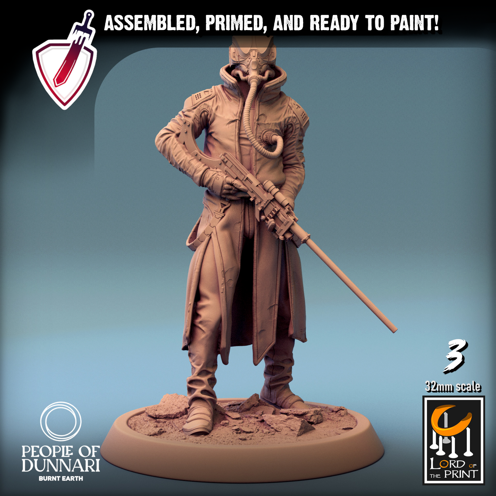 Zephyr Sandrider | Miniatures By Lord Of The Print | For Tabletop Gaming, D&D, Pathfinder, Painting | Assembled And Primed - Brush and Battle