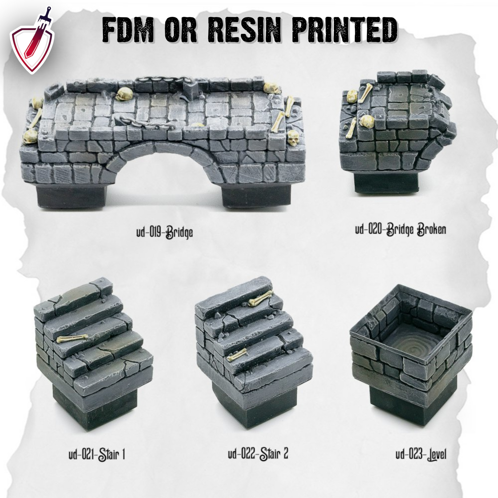 Dungeon Blocks Ultimate Dungeon Expansion Tiles (1-35) | FDM Or Resin Printed | Great For D&D, Pathfinder, Or Any Tabletop RPG | Free Grids! - Brush and Battle