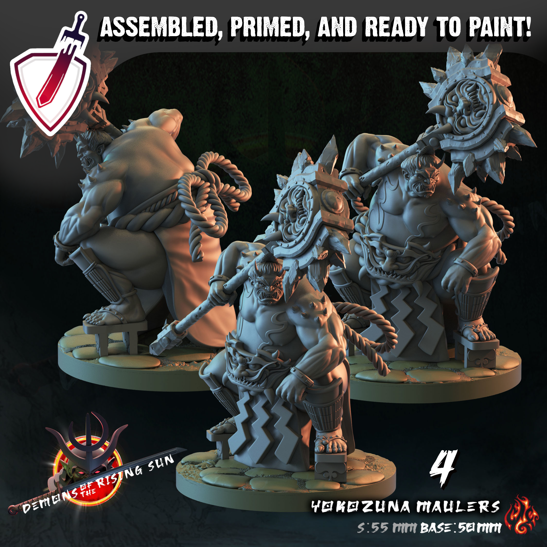 Yokozuna Maulers | Miniature By Crippled God Foundry | For Tabletop Gaming, D&D, Pathfinder, And Painting | Assembled And Primed - Brush and Battle