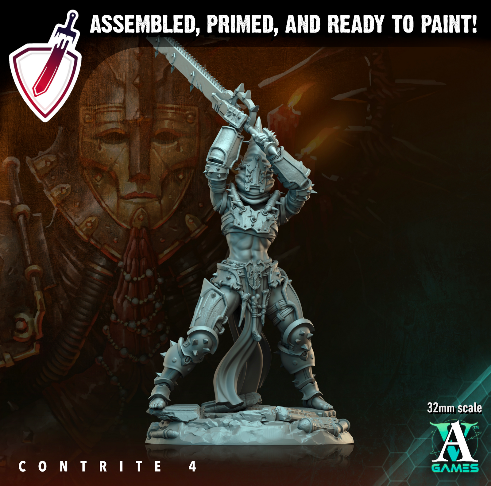Contrite | Miniatures By Archvillain Games | For Tabletop Gaming, D&D, Wargaming, And Painting | Assembled And Primed - Brush and Battle