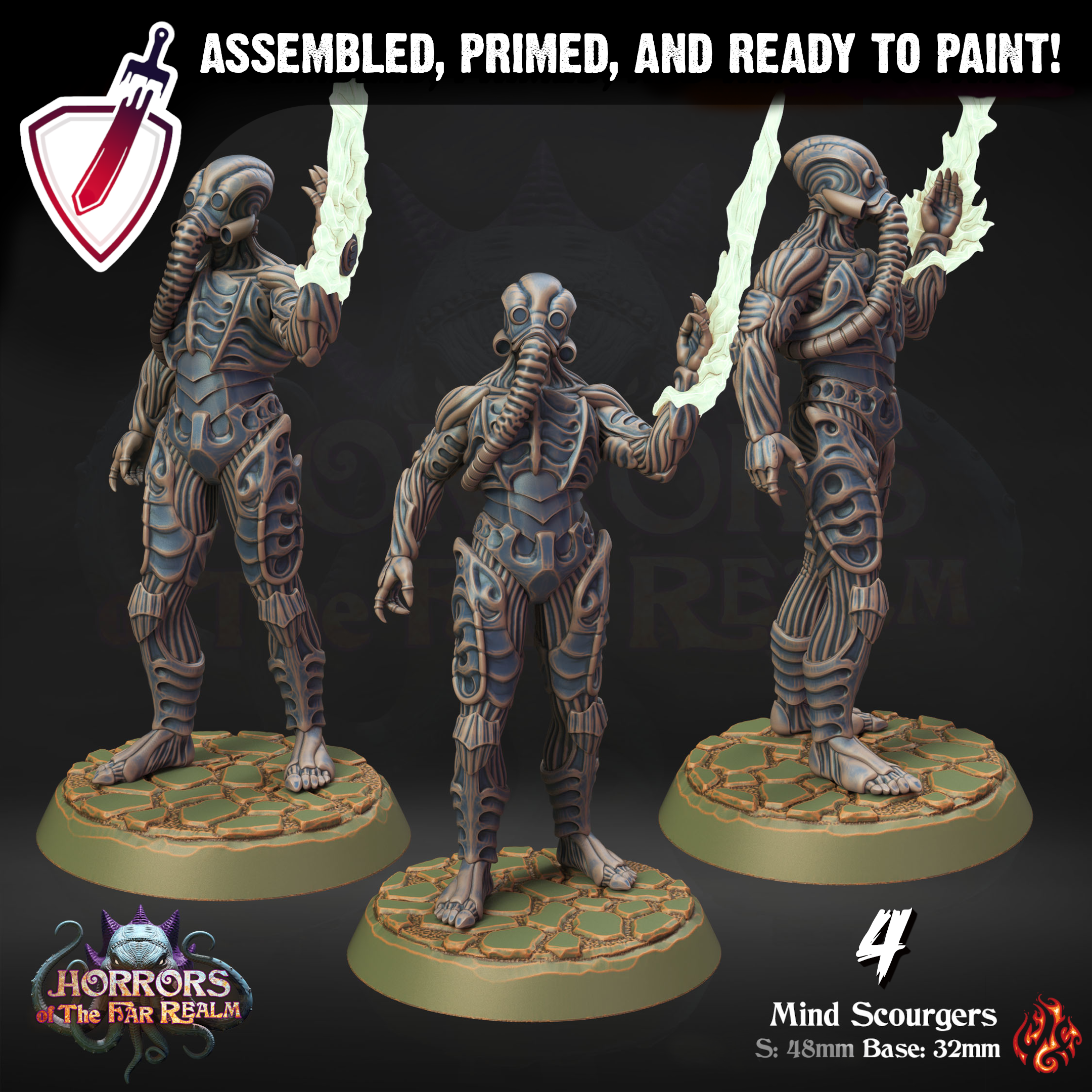 Mind Scourgers | Miniatures By Crippled God Foundry | For Tabletop Gaming, D&D, Pathfinder, And Painting | Assembled And Primed - Brush and Battle