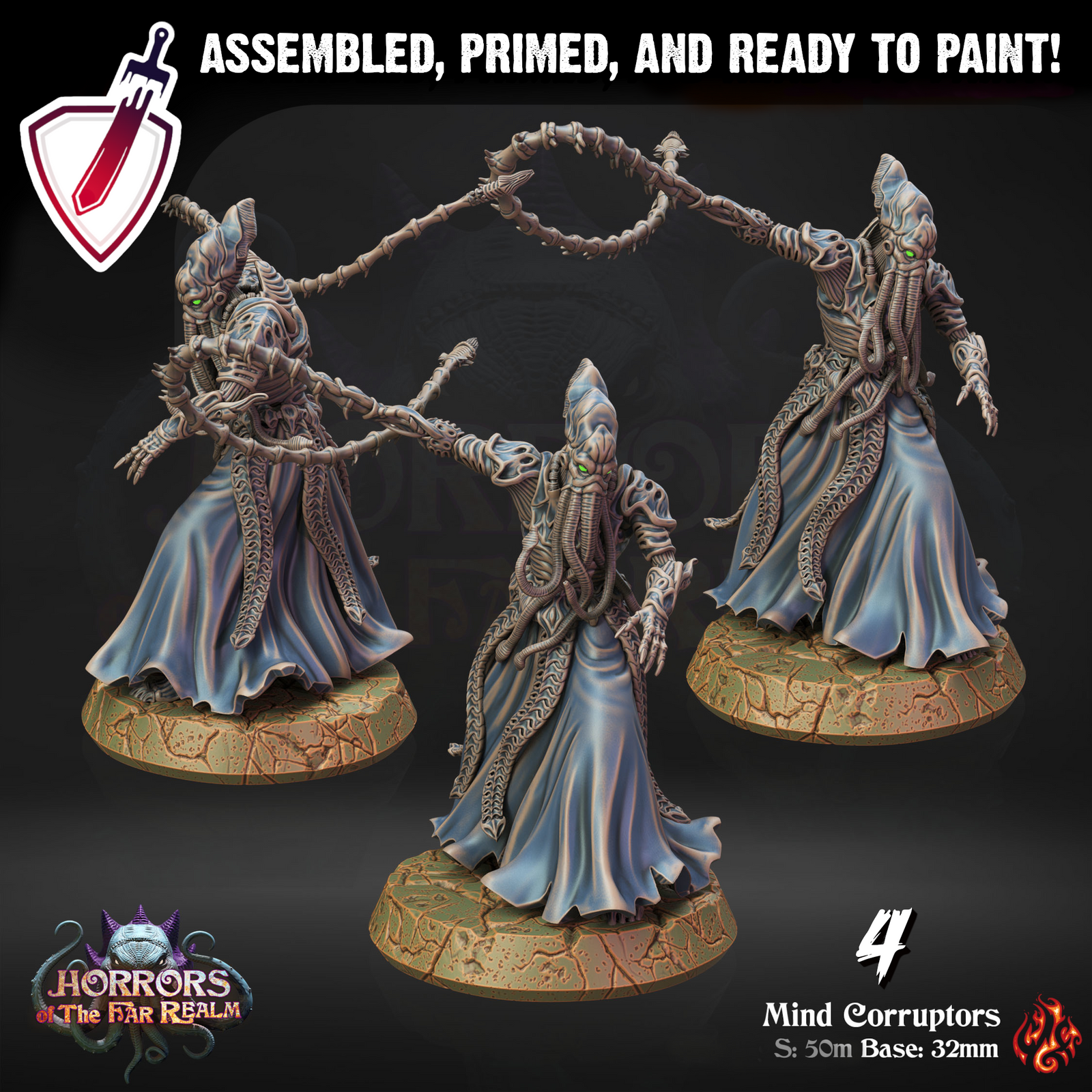 Mind Corruptors | Miniatures By Crippled God Foundry | For Tabletop Gaming, D&D, Pathfinder, And Painting | Assembled And Primed - Brush and Battle