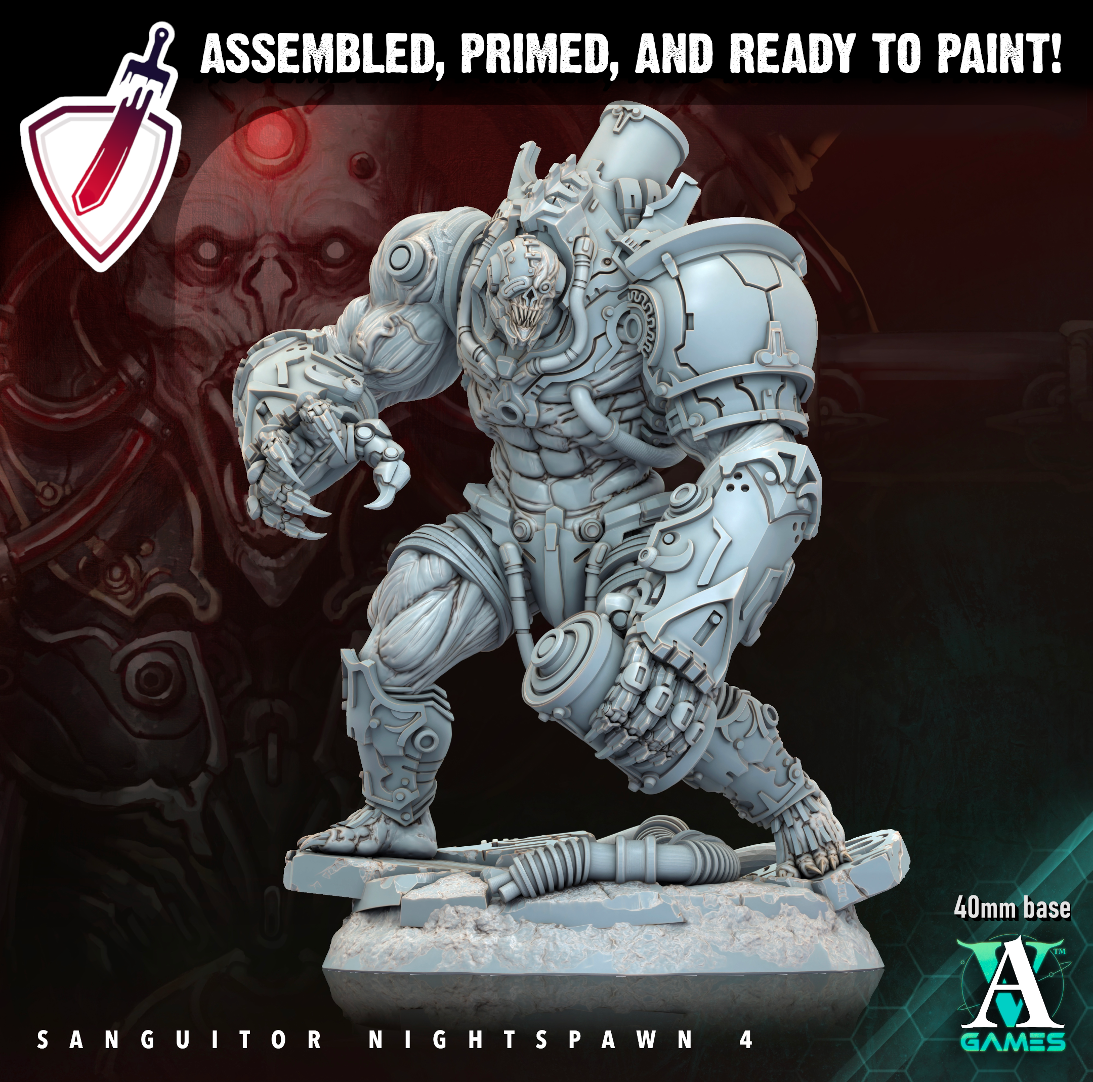 Sanguitor Nightspawn | Miniatures By Archvillain Games | For Tabletop Gaming, D&D, Wargaming, Painting | Assembled And Primed - Brush and Battle