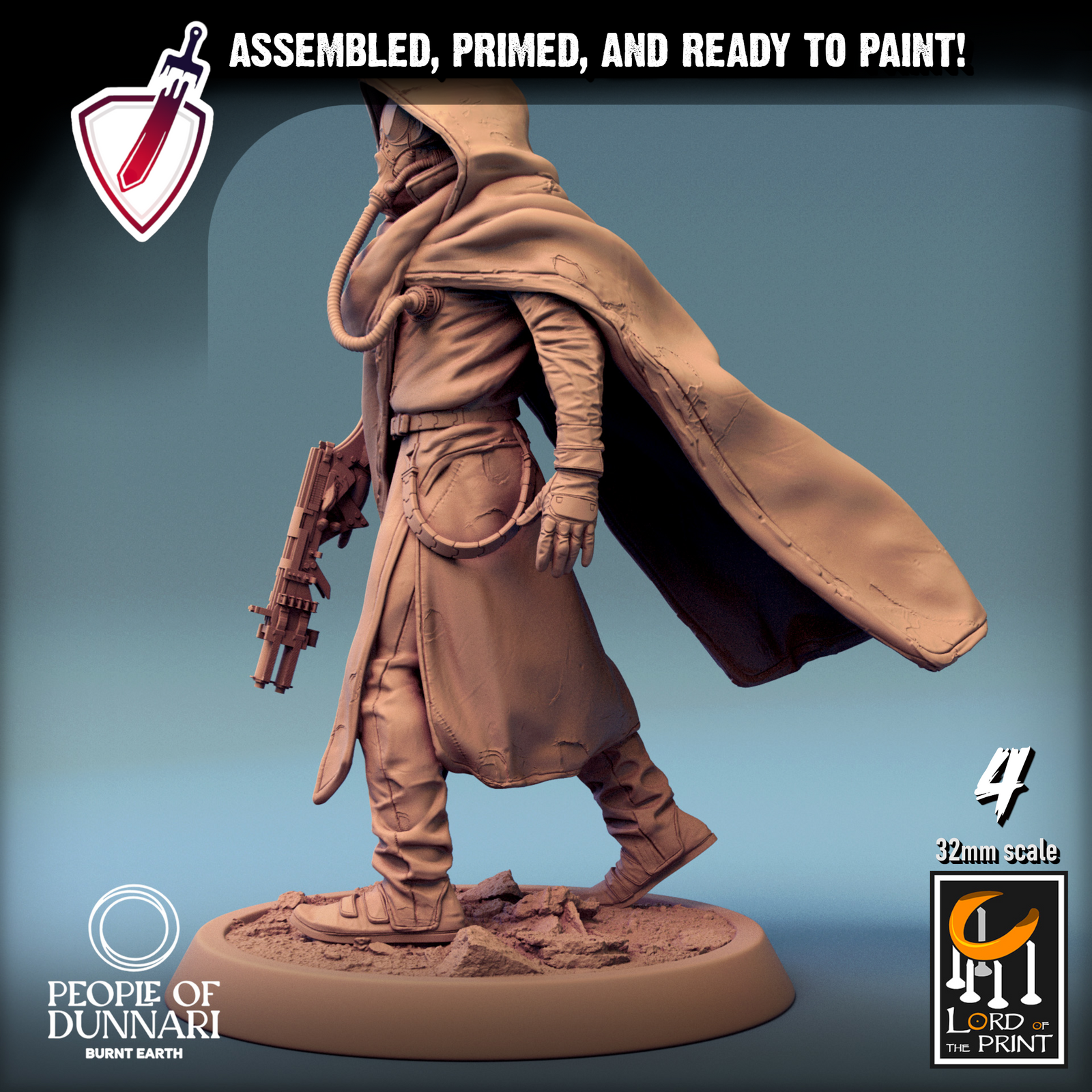 Zephyr Sandrider | Miniatures By Lord Of The Print | For Tabletop Gaming, D&D, Pathfinder, Painting | Assembled And Primed - Brush and Battle