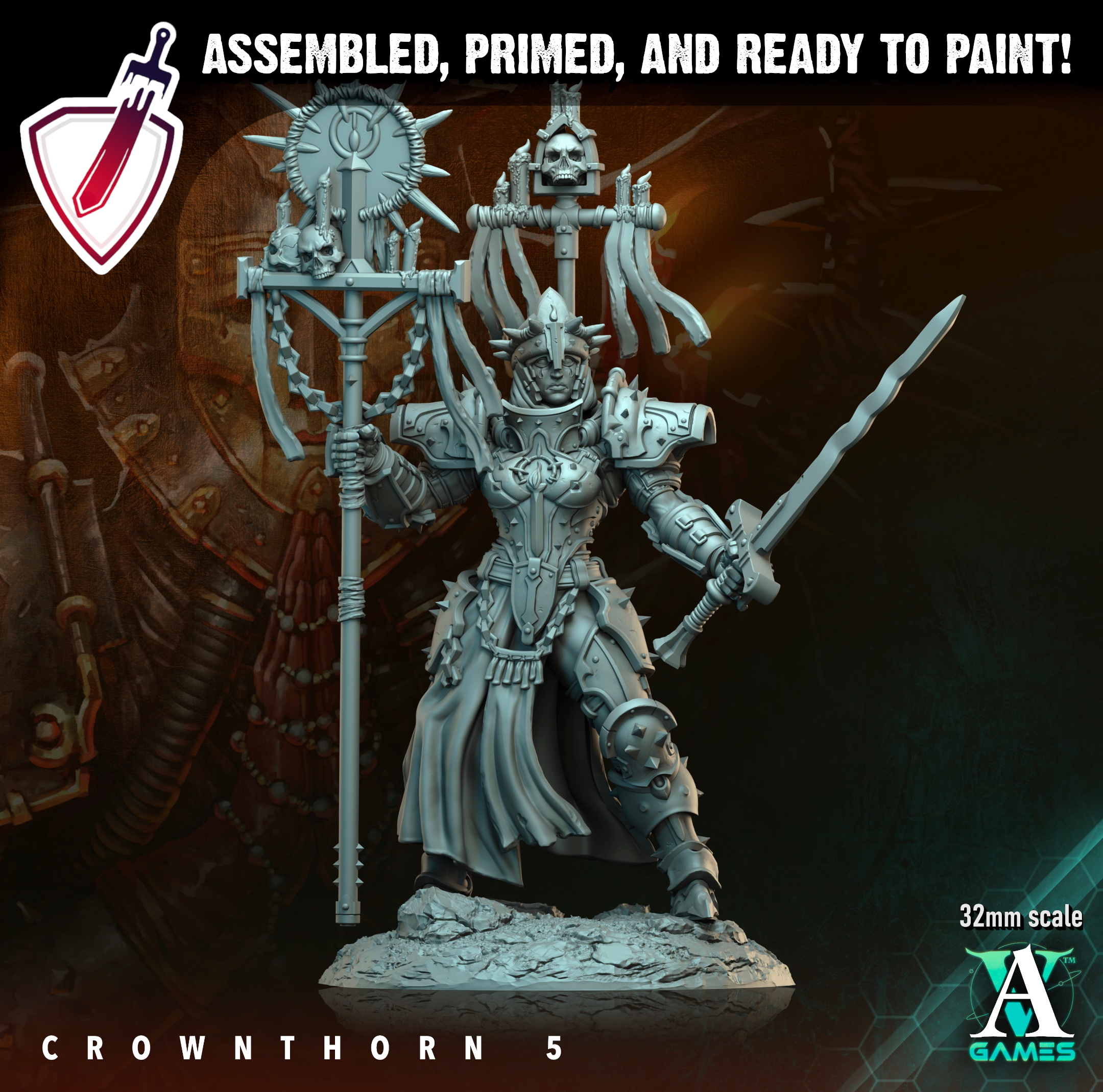 Crownthorn | Miniatures By Archvillain Games | For Tabletop Gaming, D&D, Wargaming, And Painting | Assembled And Primed - Brush and Battle