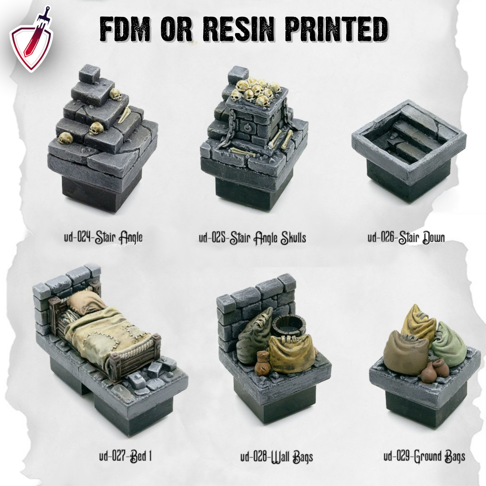 Dungeon Blocks Ultimate Dungeon Expansion Tiles (1-35) | FDM Or Resin Printed | Great For D&D, Pathfinder, Or Any Tabletop RPG | Free Grids! - Brush and Battle