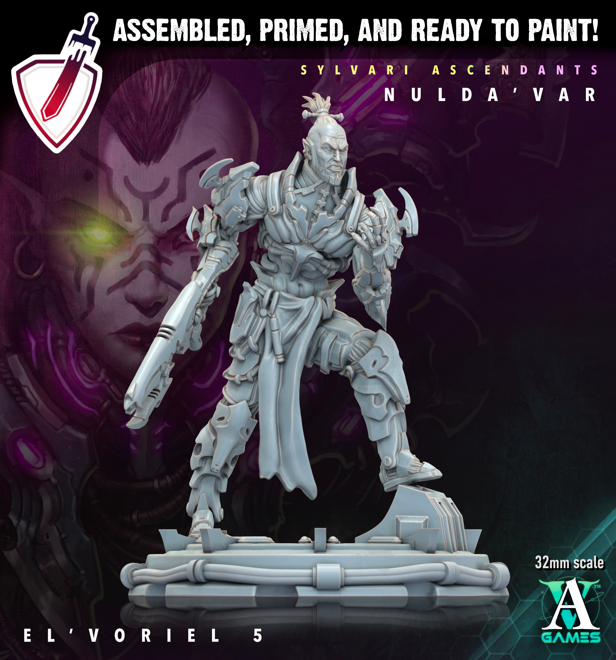 El Voriel | Miniatures By Archvillain Games | For Tabletop Gaming, D&D, Wargaming, Painting | Assembled And Primed - Brush and Battle
