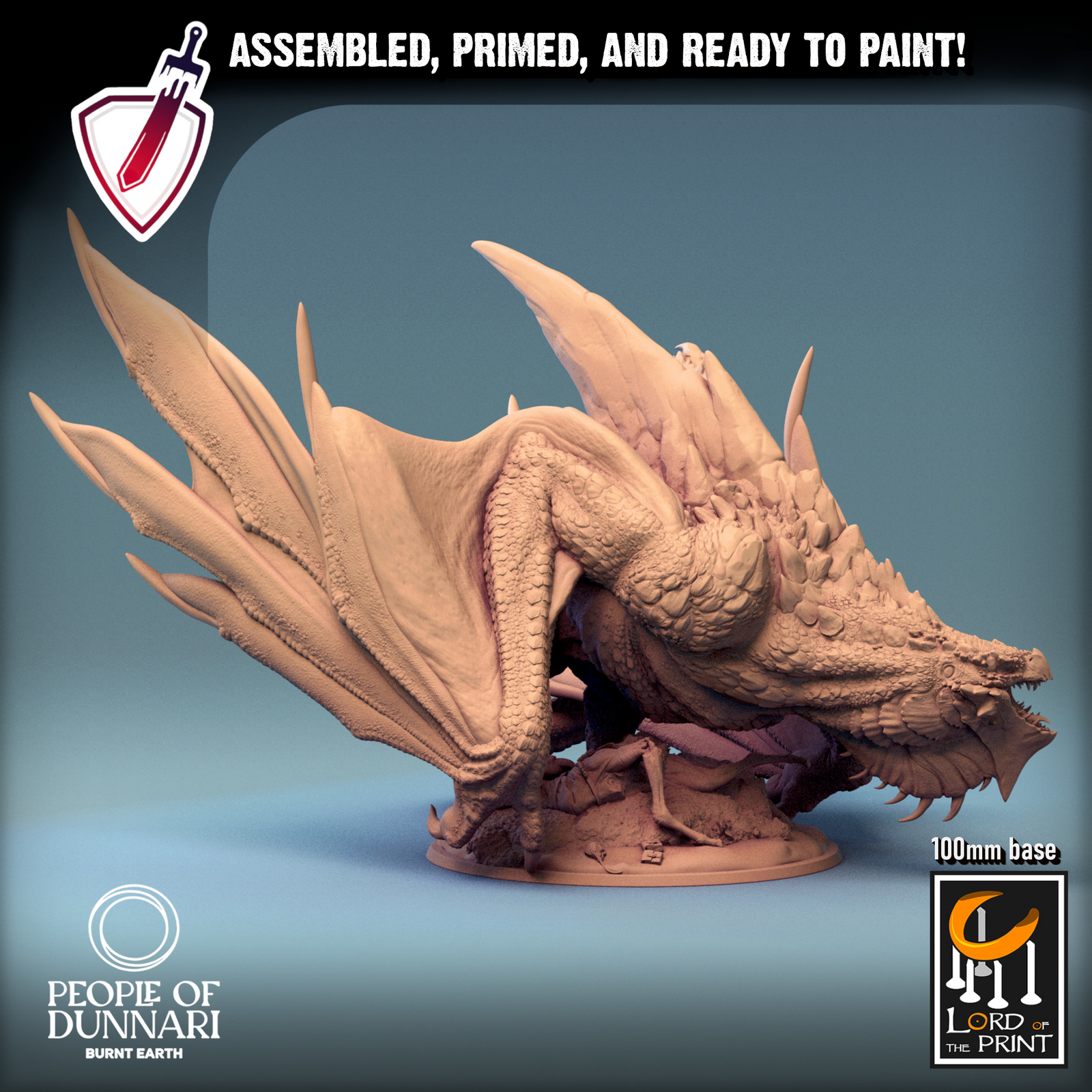 Dunnari Wyvern | (Massive) Miniature By Lord Of The Print | For Tabletop Gaming, D&D, Pathfinder, Painting | Assembled And Primed - Brush and Battle