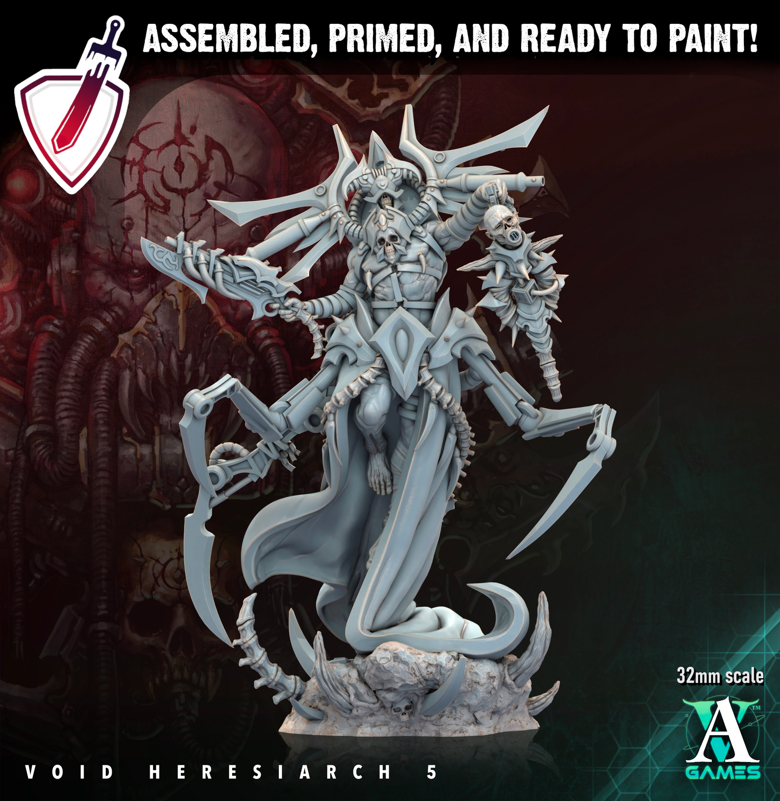 Void Heresiarch | Miniatures By Archvillain Games | For Tabletop Gaming, D&D, Wargaming, Painting | Assembled And Primed - Brush and Battle