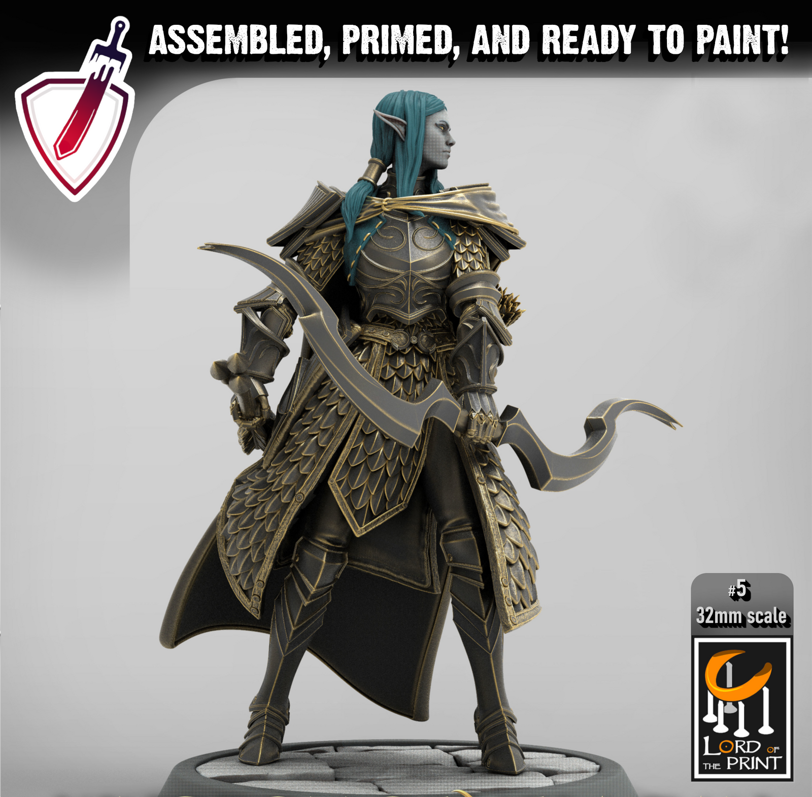 Elf Archers | Miniatures By Lord Of The Print | For Tabletop Gaming, D&D, Pathfinder, And Painting | Assembled And Primed - Brush and Battle