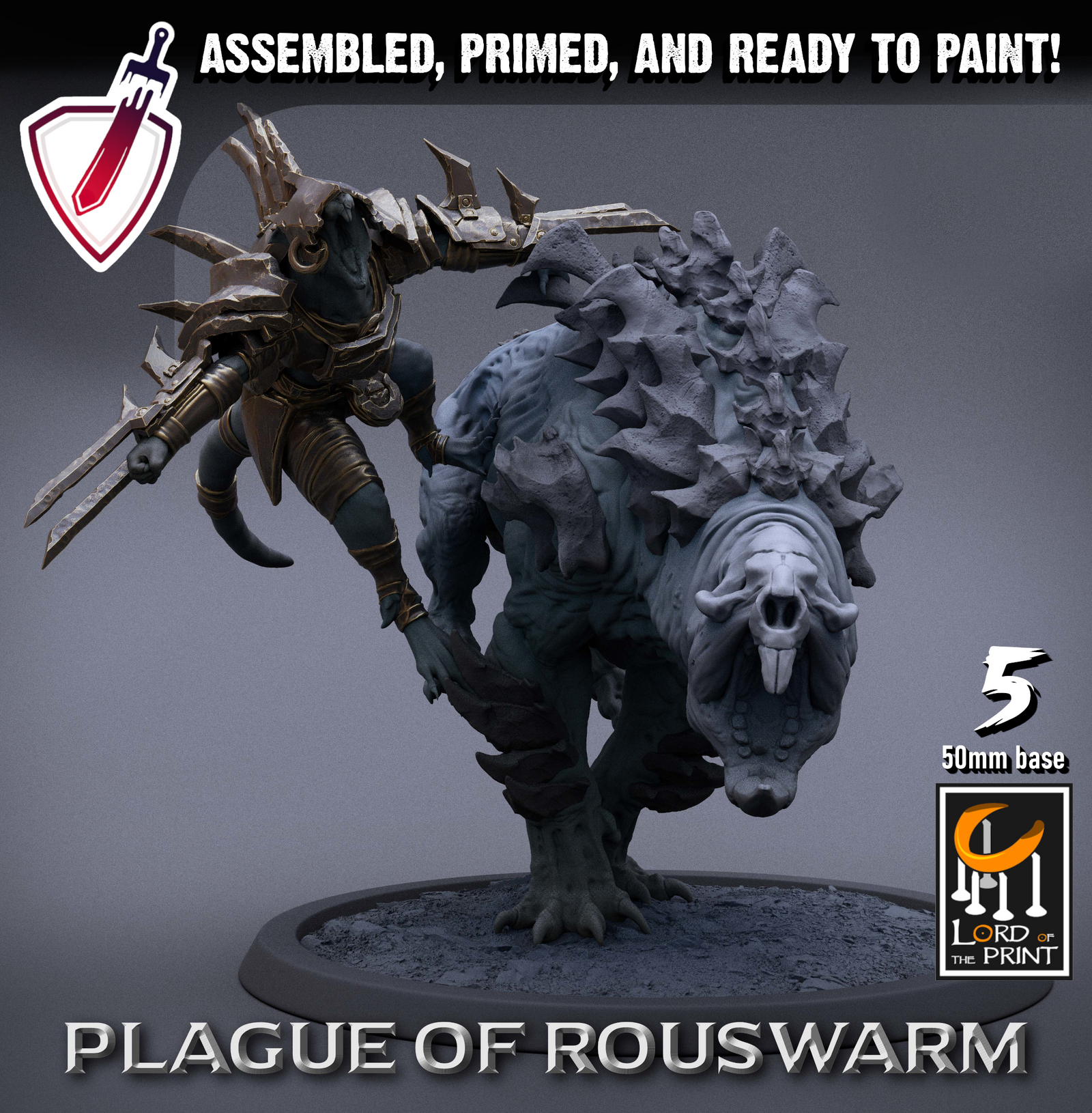 Rat Riders | Miniatures By Lord Of The Print | For Tabletop Gaming, D&D, Pathfinder, And Painting | Assembled And Primed - Brush and Battle