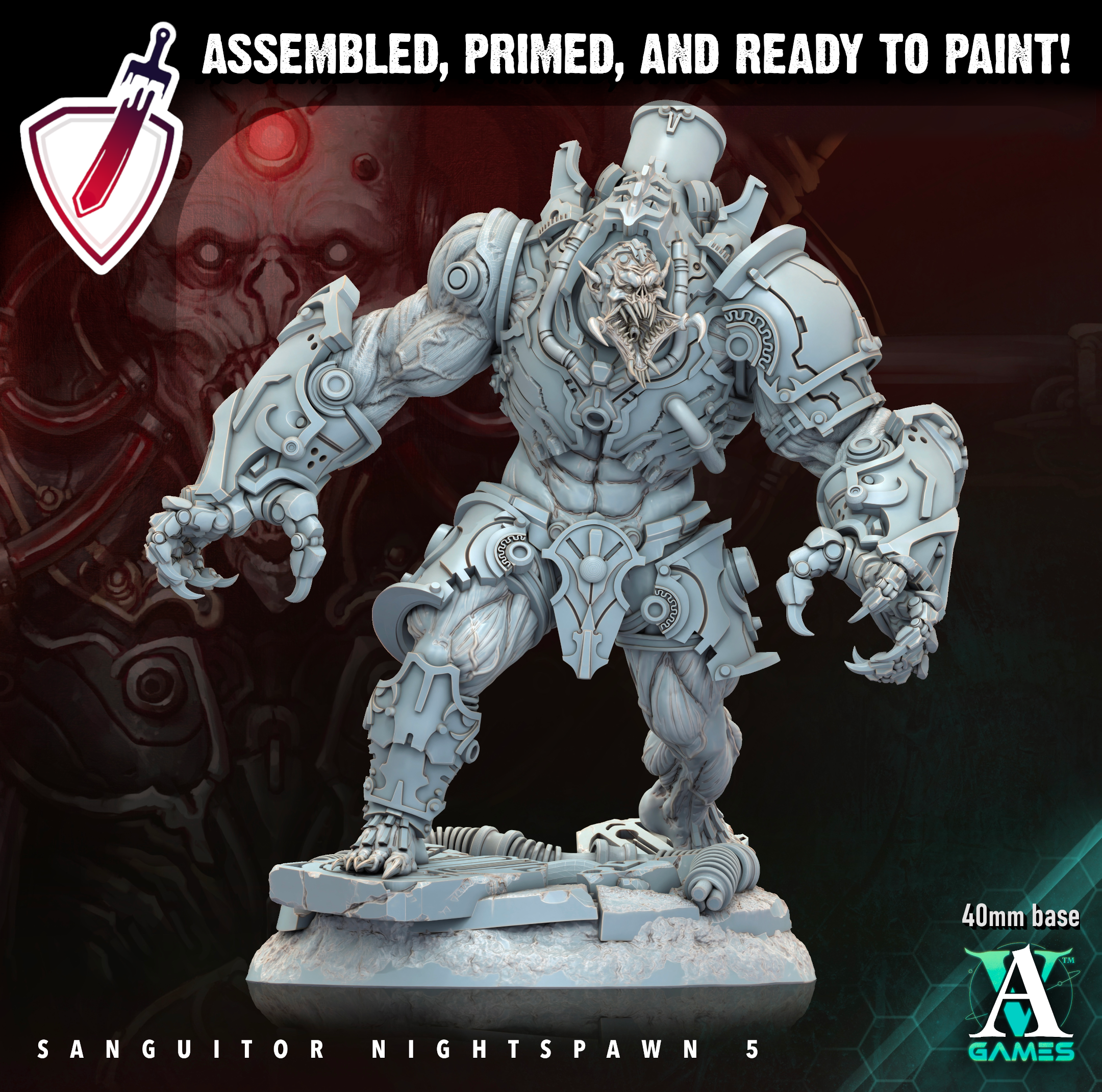 Sanguitor Nightspawn | Miniatures By Archvillain Games | For Tabletop Gaming, D&D, Wargaming, Painting | Assembled And Primed - Brush and Battle