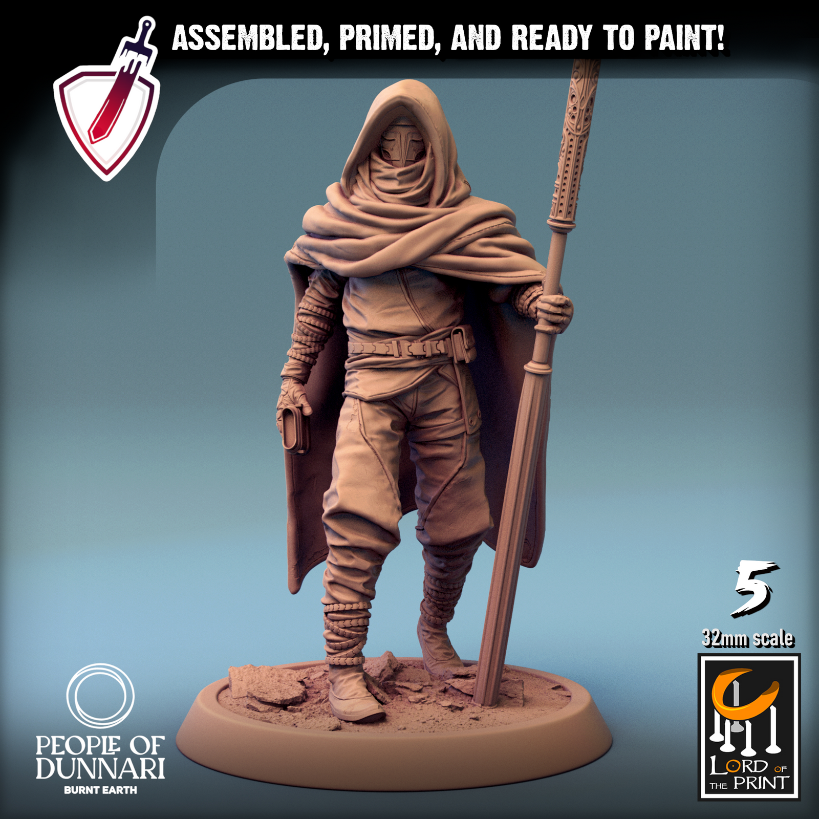 Dunnari Sandweavers | Miniatures By Lord Of The Print | For Tabletop Gaming, D&D, Pathfinder, Painting | Assembled And Primed - Brush and Battle