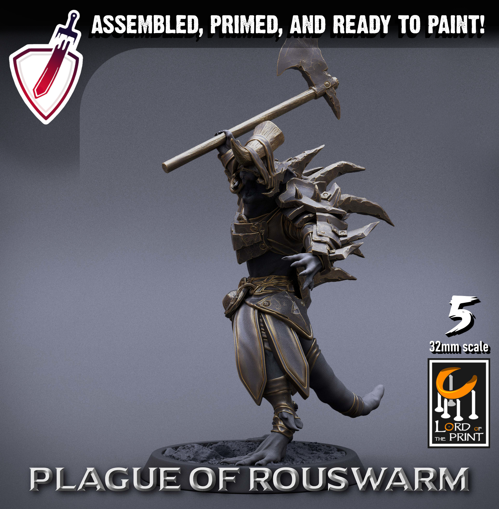Infantry Rats - Warriors | Miniatures By Lord Of The Print | For Tabletop Gaming, D&D, Pathfinder, Painting | Assembled+Primed - Brush and Battle