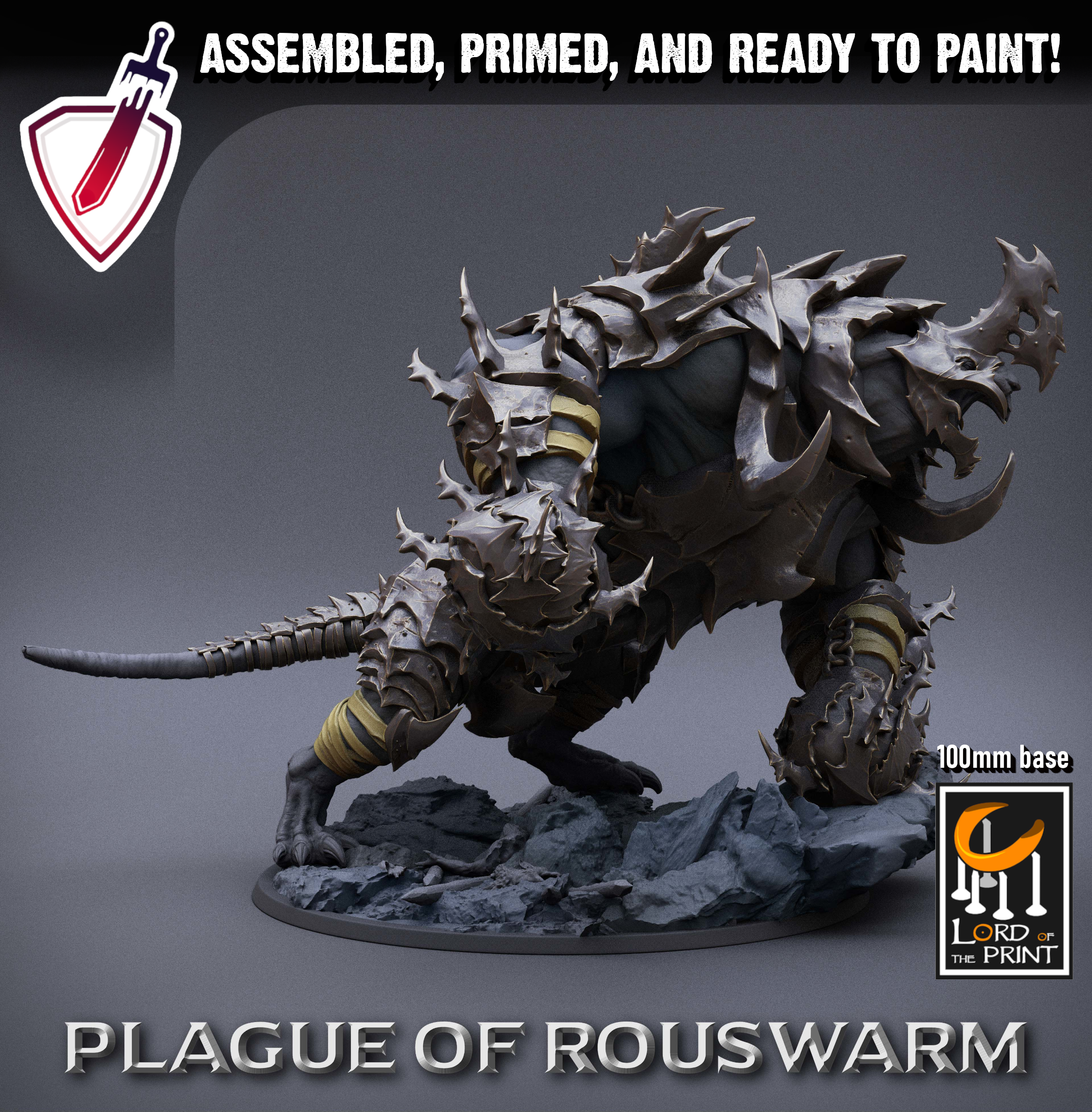 Trakch The Towering | (Massive) Miniature By Lord Of The Print | For Tabletop Gaming, D&D, Pathfinder, And Painting | Assembled And Primed - Brush and Battle