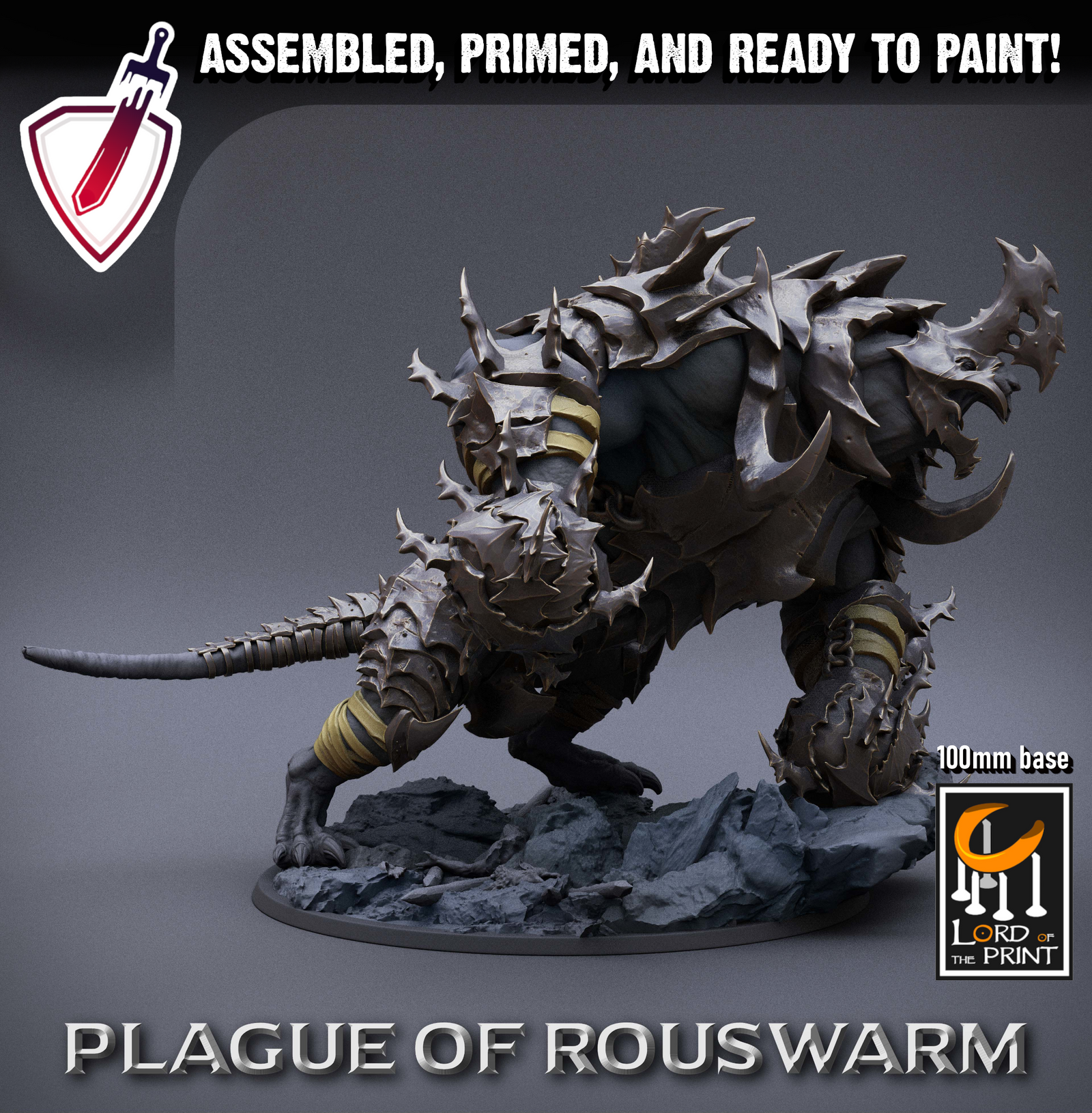 Trakch The Towering | (Massive) Miniature By Lord Of The Print | For Tabletop Gaming, D&D, Pathfinder, And Painting | Assembled And Primed - Brush and Battle