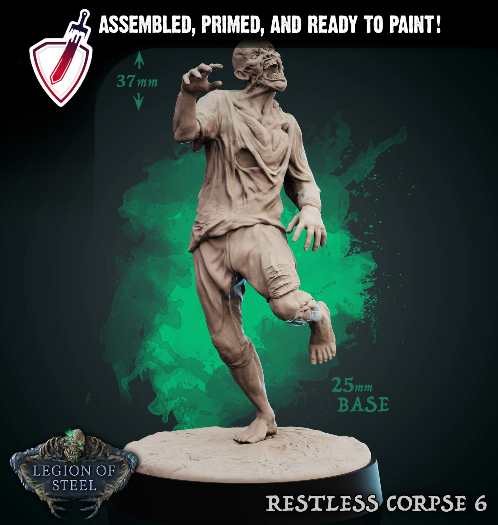 Restless Corpses | Miniatures by Mammoth Factory | Resin Mini For Tabletop Gaming, D&D, Pathfinder, and Painting | Assembled and Primed - Brush and Battle