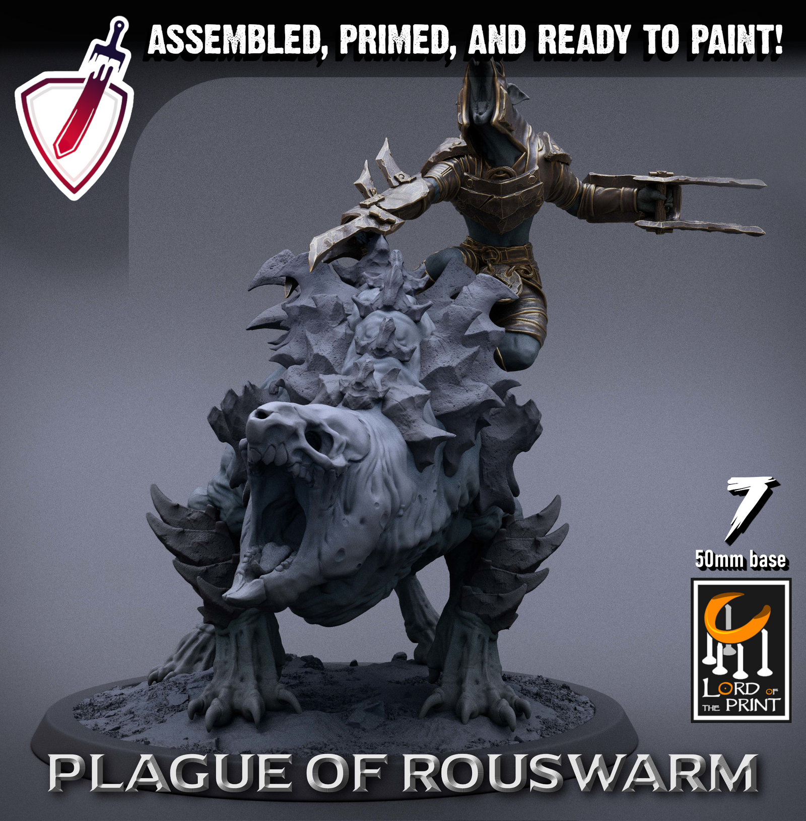 Rat Riders | Miniatures By Lord Of The Print | For Tabletop Gaming, D&D, Pathfinder, And Painting | Assembled And Primed - Brush and Battle