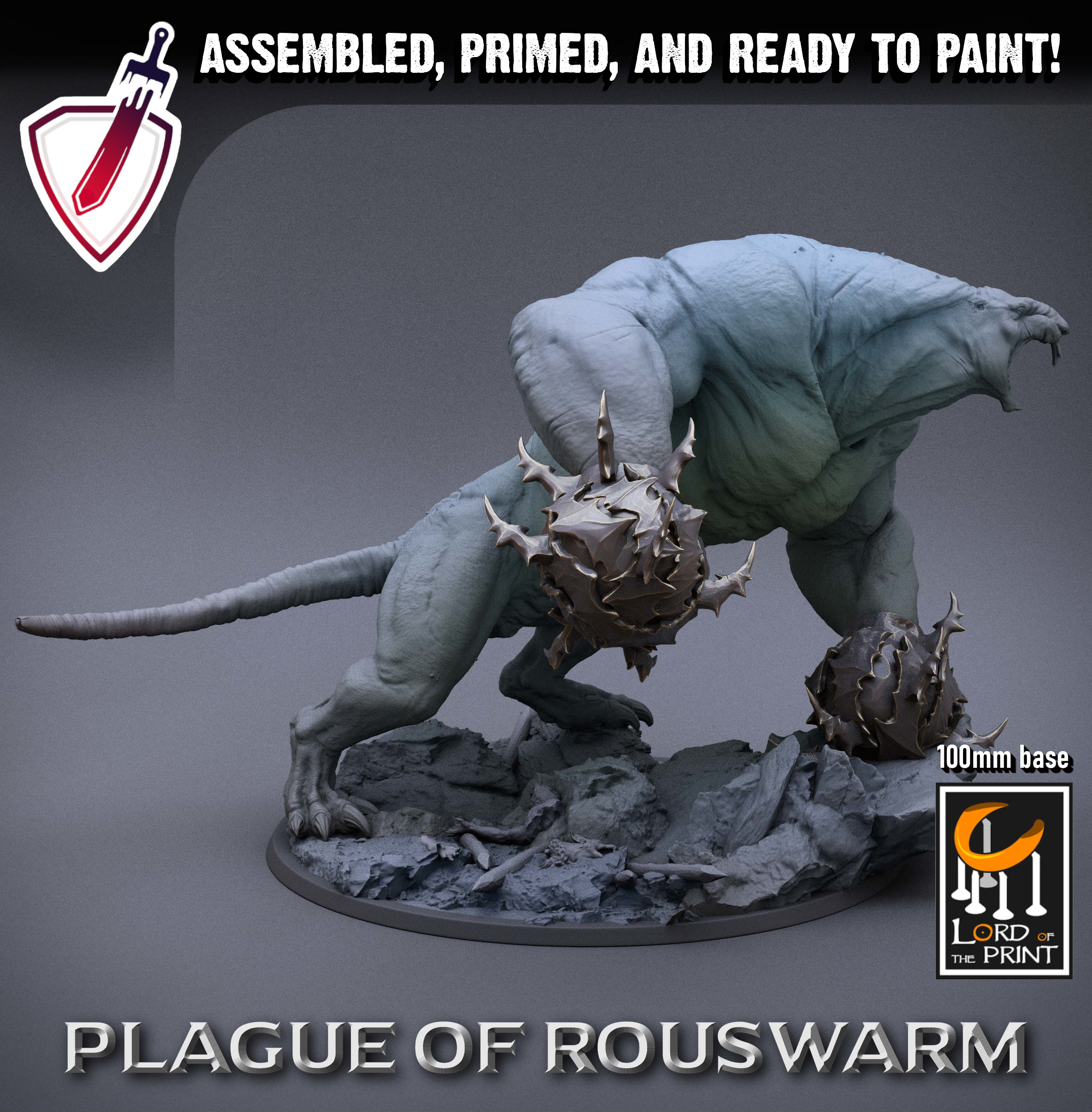Trakch The Towering | (Massive) Miniature By Lord Of The Print | For Tabletop Gaming, D&D, Pathfinder, And Painting | Assembled And Primed - Brush and Battle