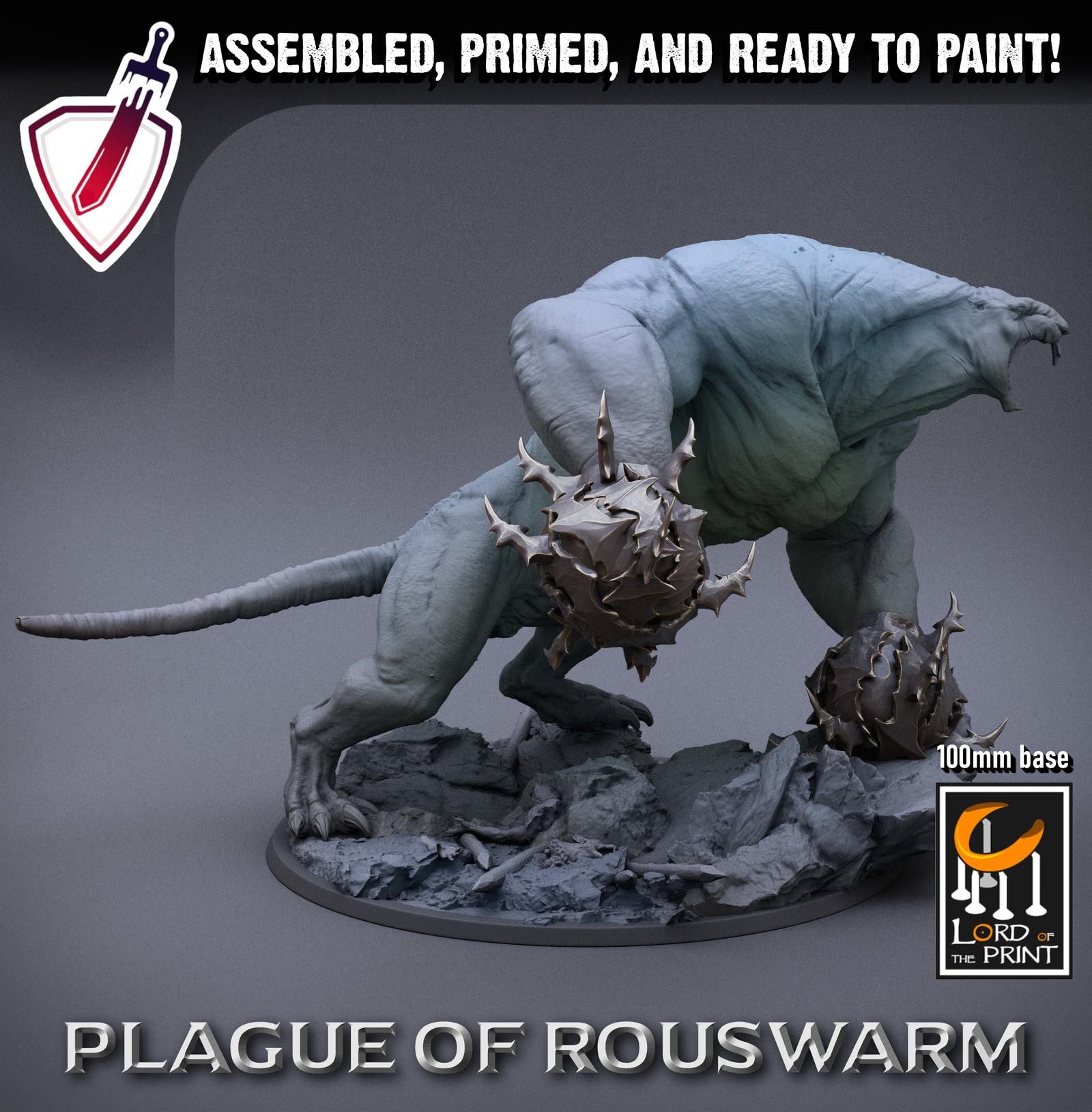 Trakch The Towering | (Massive) Miniature By Lord Of The Print | For Tabletop Gaming, D&D, Pathfinder, And Painting | Assembled And Primed - Brush and Battle