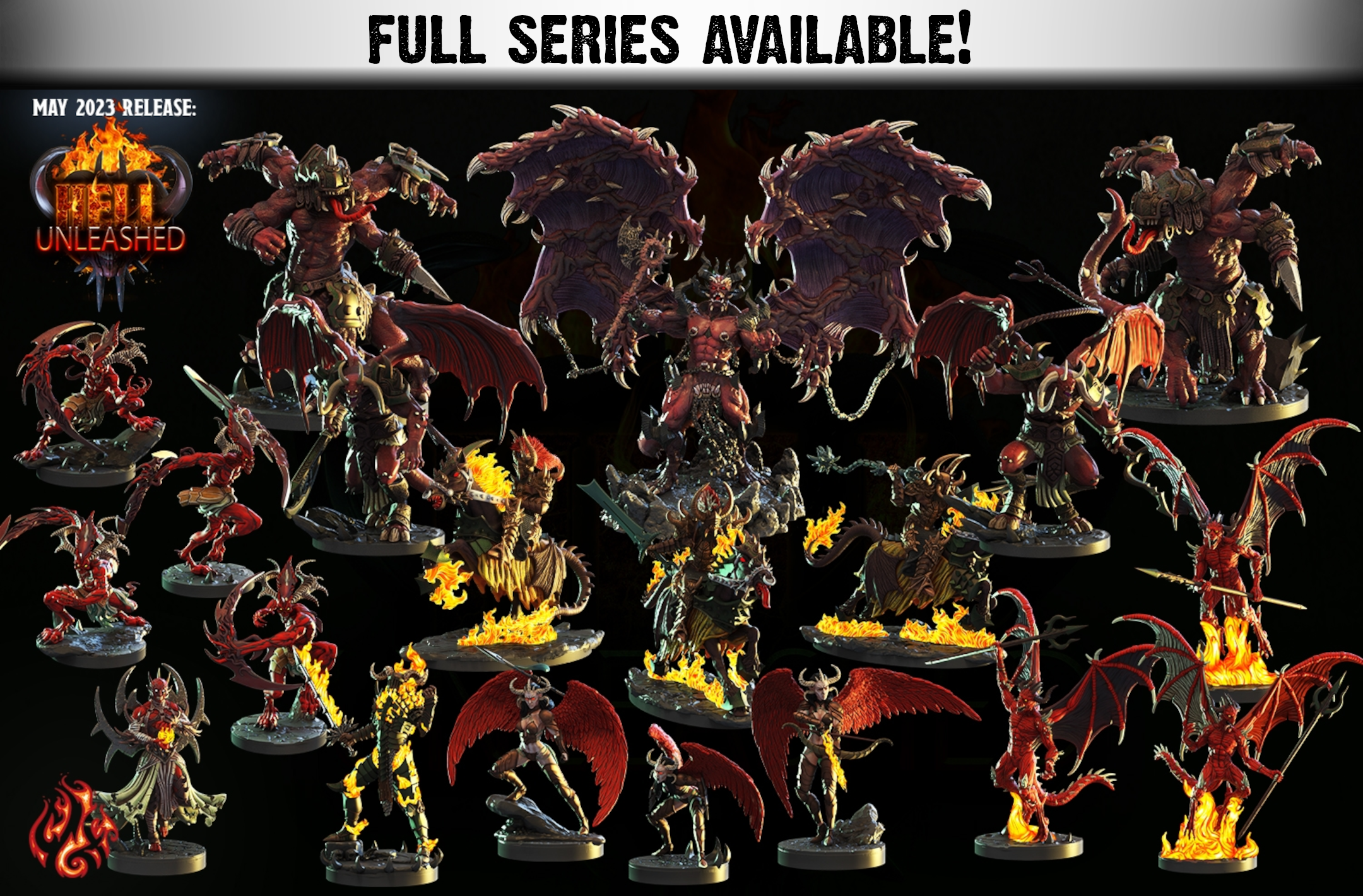Pit Fiends | Miniatures By Crippled God Foundry | For Tabletop Gaming, D&D, Pathfinder, And Painting | Assembled And Primed - Brush and Battle