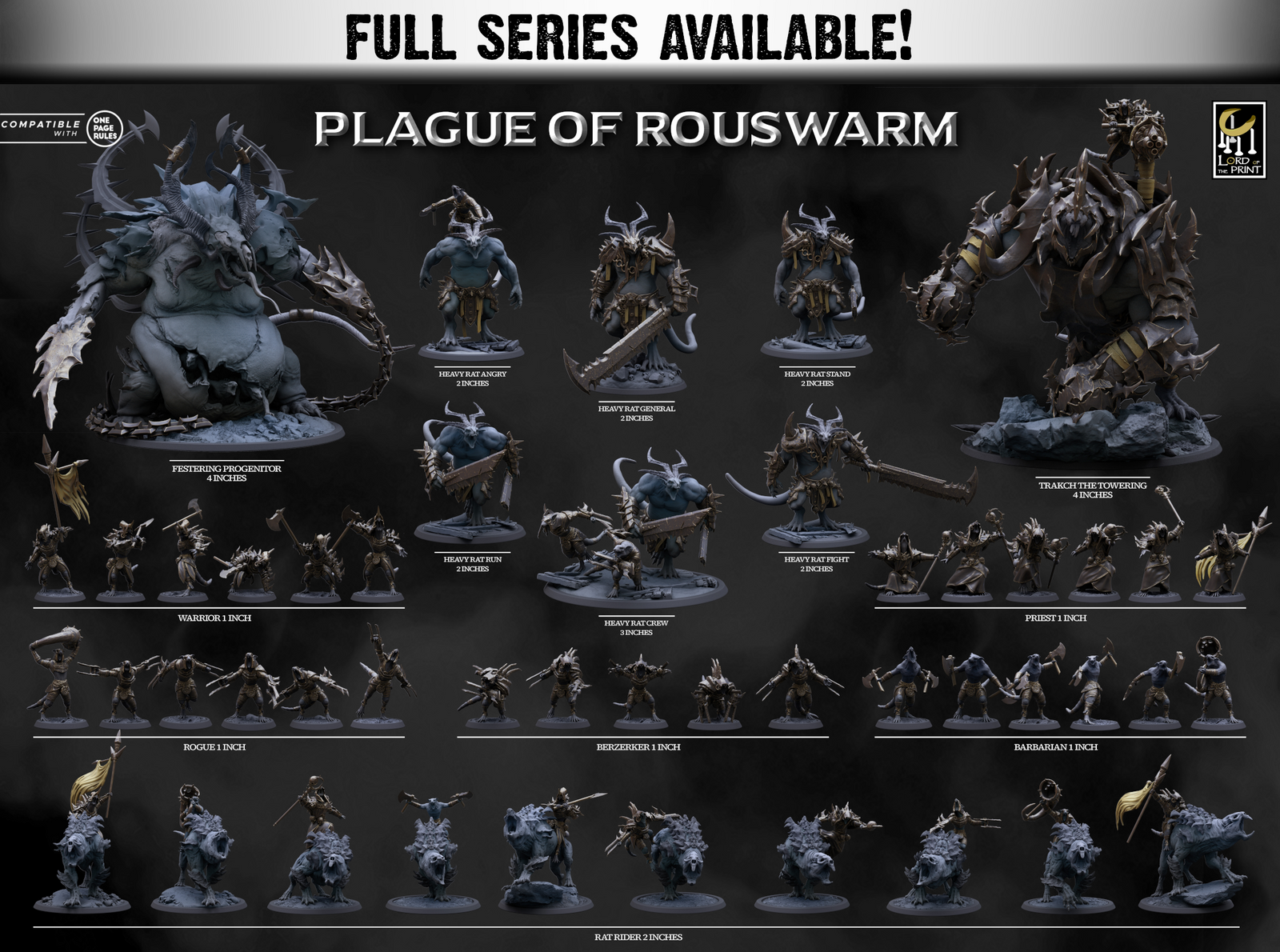 Infantry Rats - Berserkers | Miniatures By Lord Of The Print | For Tabletop Gaming, D&D, Pathfinder, Painting | Assembled+Primed - Brush and Battle