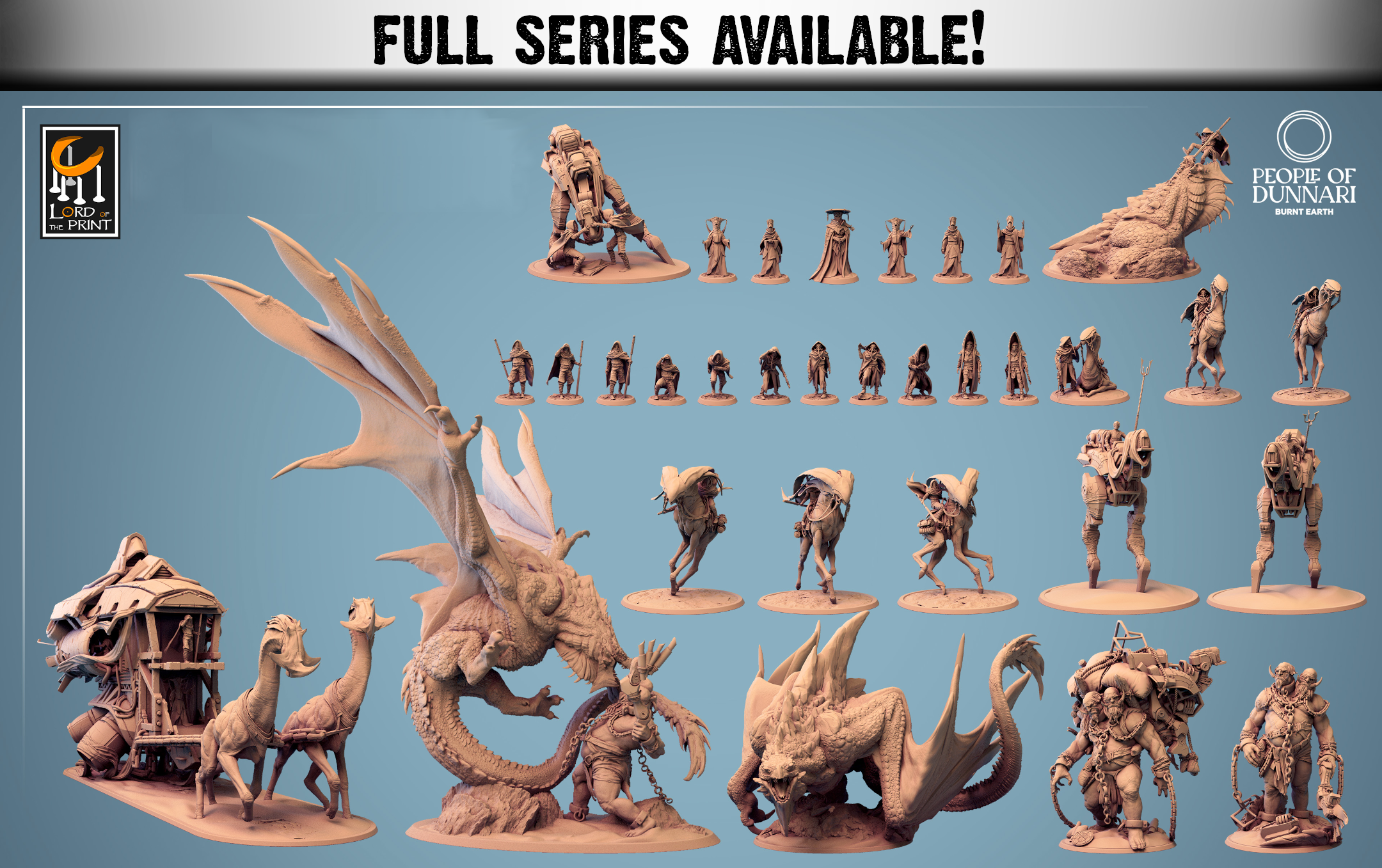 Dunnari Sandweavers | Miniatures By Lord Of The Print | For Tabletop Gaming, D&D, Pathfinder, Painting | Assembled And Primed - Brush and Battle