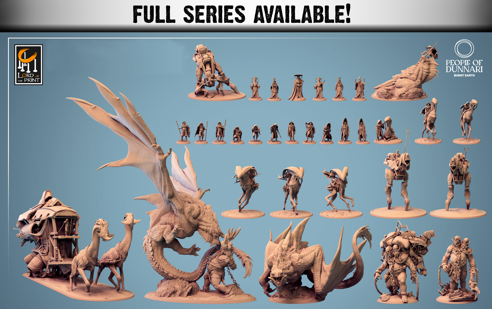 Dunnari Sandweavers | Miniatures By Lord Of The Print | For Tabletop Gaming, D&D, Pathfinder, Painting | Assembled And Primed - Brush and Battle