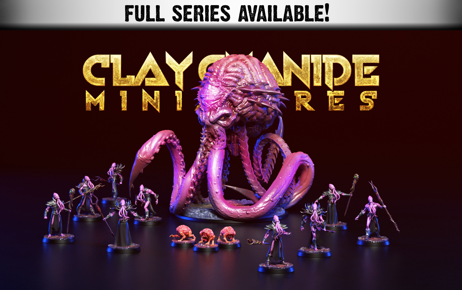 Mindflayers | Miniatures by Clay Cyanide | For Tabletop Gaming, D&D, Pathfinder, and Painting | Assembled and Primed - Brush and Battle