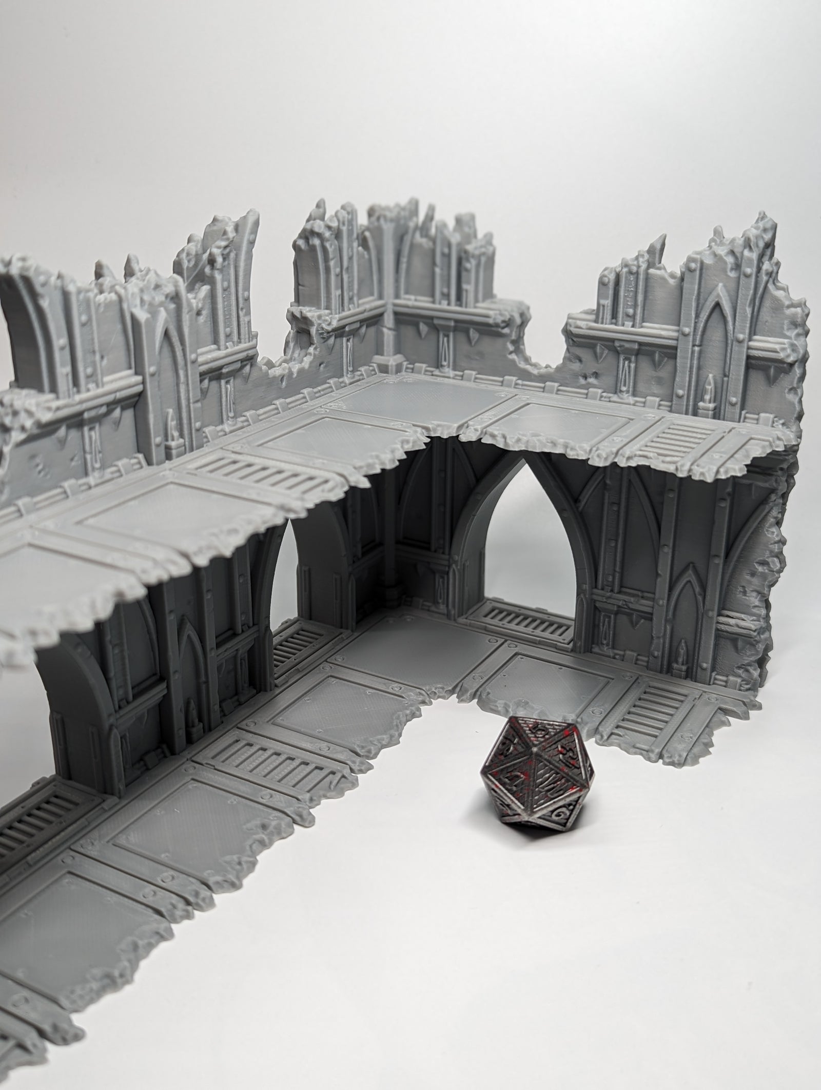 Two Story Ruins Tabletop Terrain | Destroyed Gothic Cathedral | By Forbidden Prints | Great For Any Tabletop Wargame! - Brush and Battle