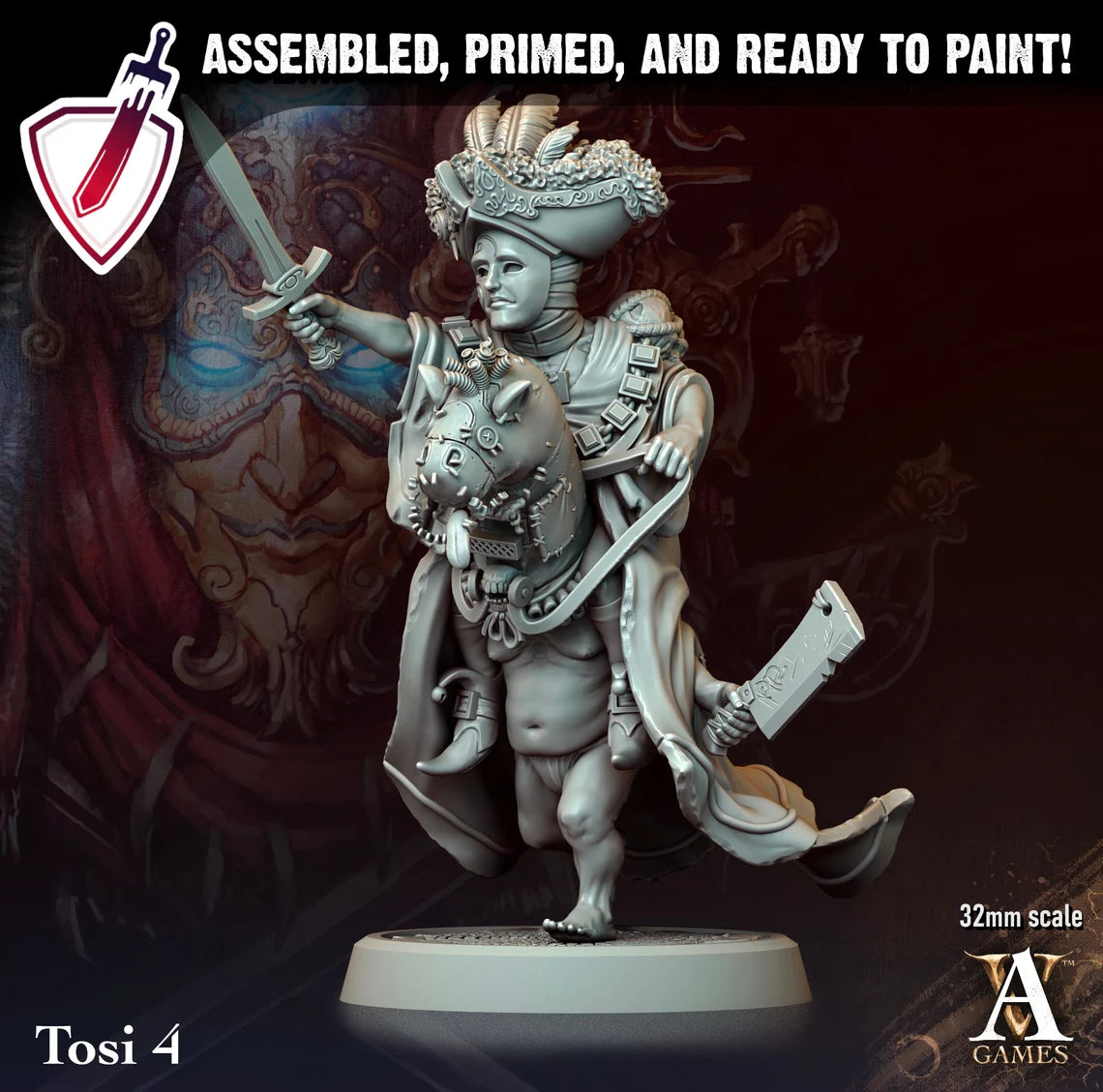 Tosi | Miniatures By Archvillain Games | For Tabletop Gaming, D&D, Pathfinder, And Painting | Assembled And Primed - Brush and Battle