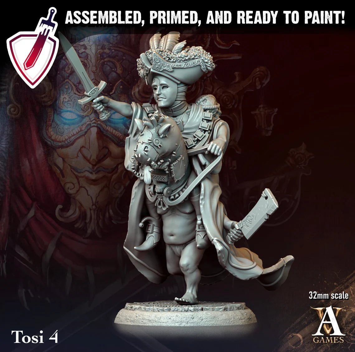 Tosi | Miniatures By Archvillain Games | For Tabletop Gaming, D&D, Pathfinder, And Painting | Assembled And Primed - Brush and Battle