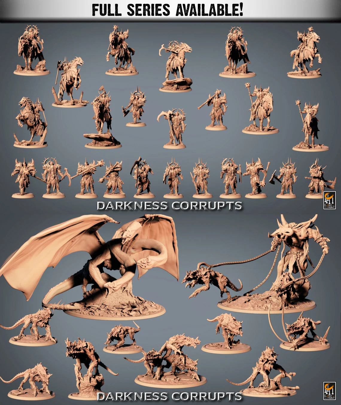 Mounted Death Horses (6-10)| Miniatures By Lord Of The Print | For Tabletop Gaming, D&D, Pathfinder, Painting | Assembled +Primed - Brush and Battle