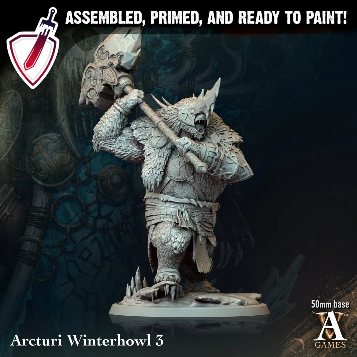 Arcturi Winterhowl | Miniatures By Archvillain Games | For Tabletop Gaming, D&D, Pathfinder, And Painting | Assembled And Primed - Brush and Battle