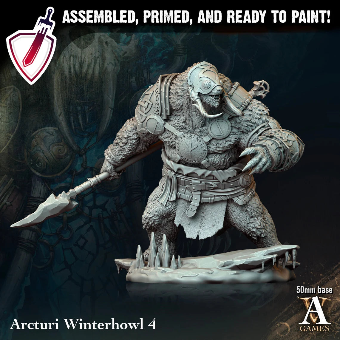 Arcturi Winterhowl | Miniatures By Archvillain Games | For Tabletop Gaming, D&D, Pathfinder, And Painting | Assembled And Primed - Brush and Battle