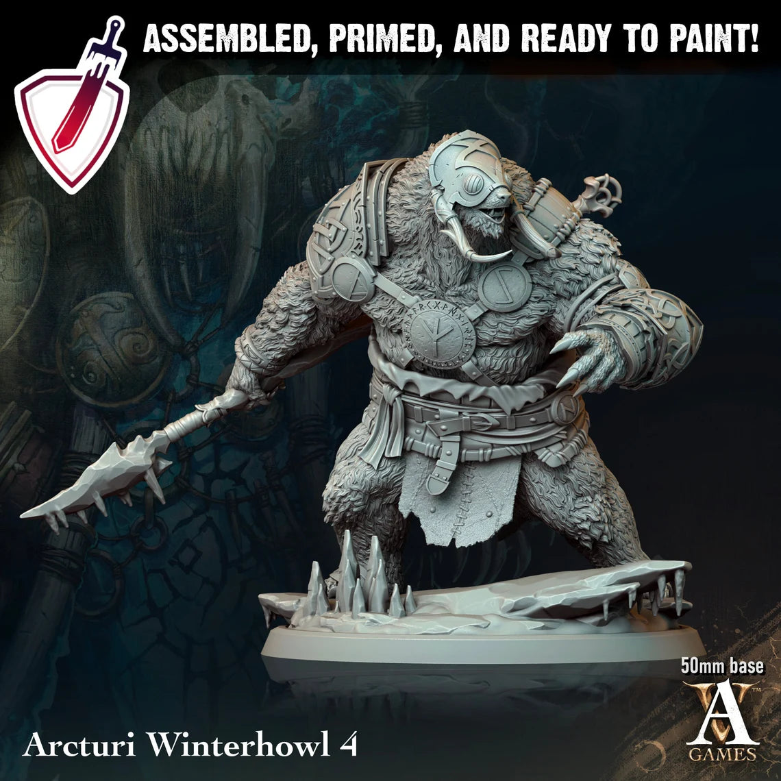 Arcturi Winterhowl | Miniatures By Archvillain Games | For Tabletop Gaming, D&D, Pathfinder, And Painting | Assembled And Primed - Brush and Battle