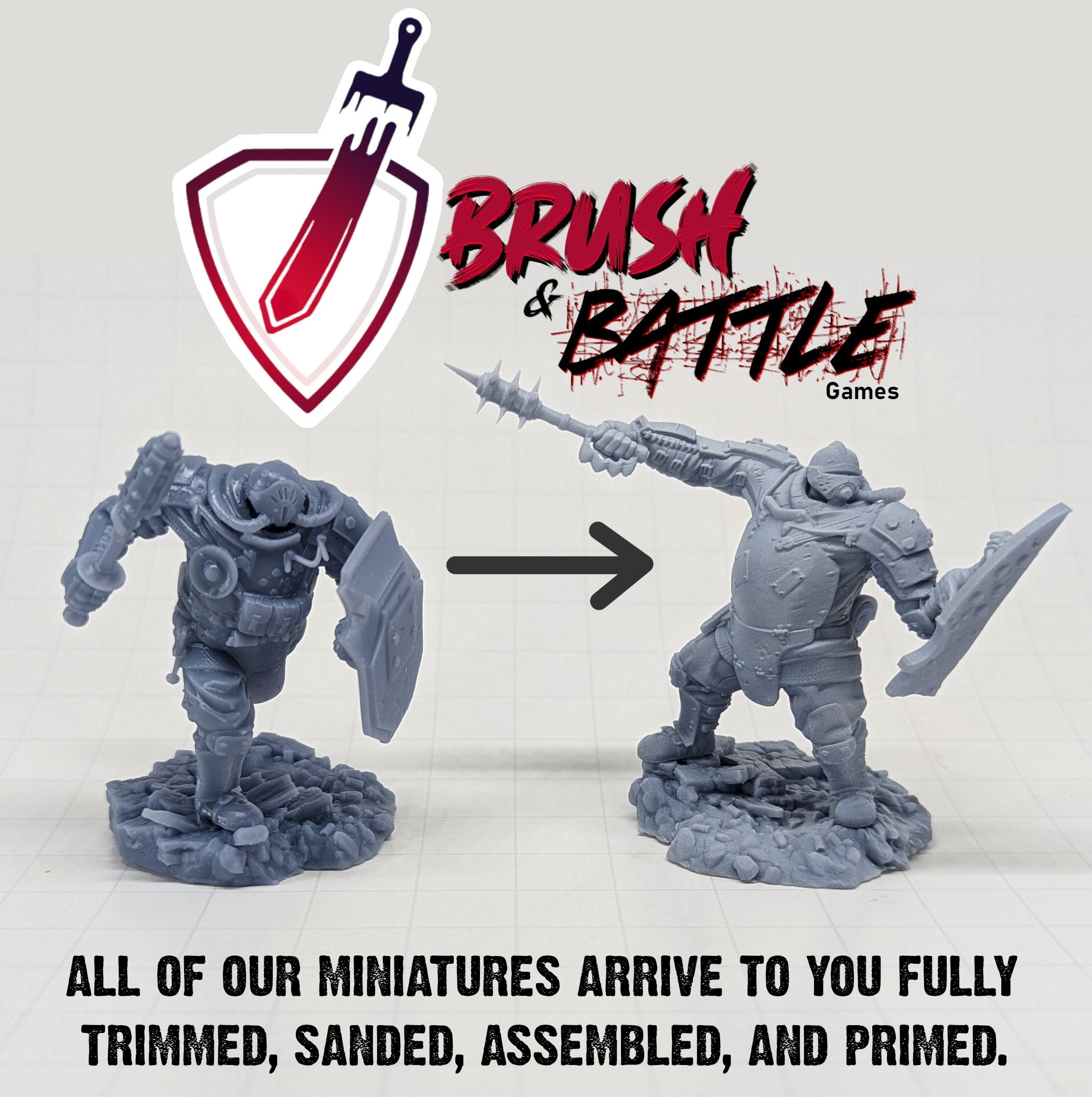 Batchoy Ex-Convict Mr. Steaks | Miniature by Papsikels | Resin Mini For Tabletop RPGs, Wargaming, and Painting | Assembled and Primed - Brush and Battle