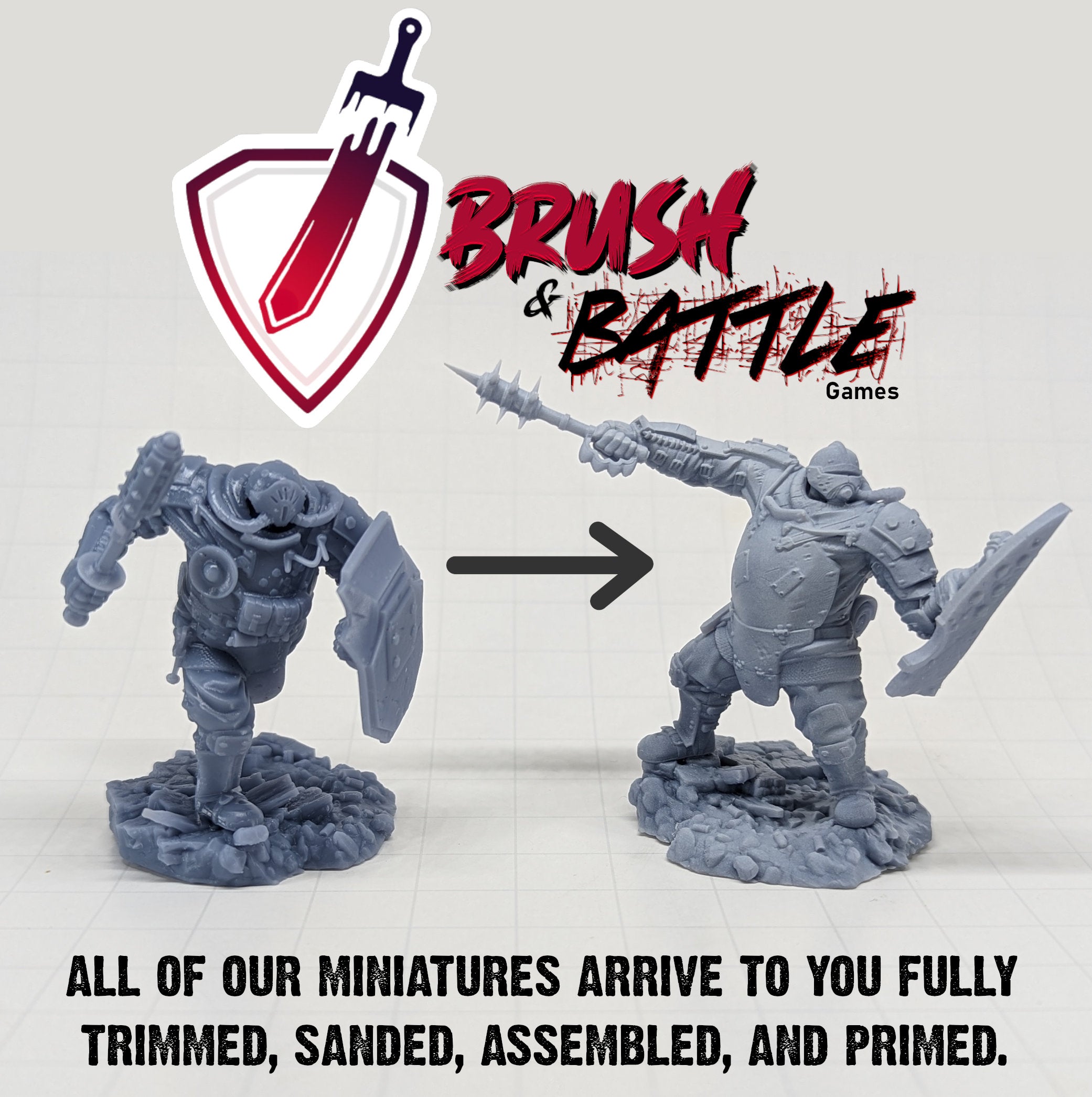 Brutor the Angry | (Large) Miniature by Crippled God Foundry | Resin Mini For Tabletop Games, D&D, Pathfinder, Painting | Assembled + Primed - Brush and Battle