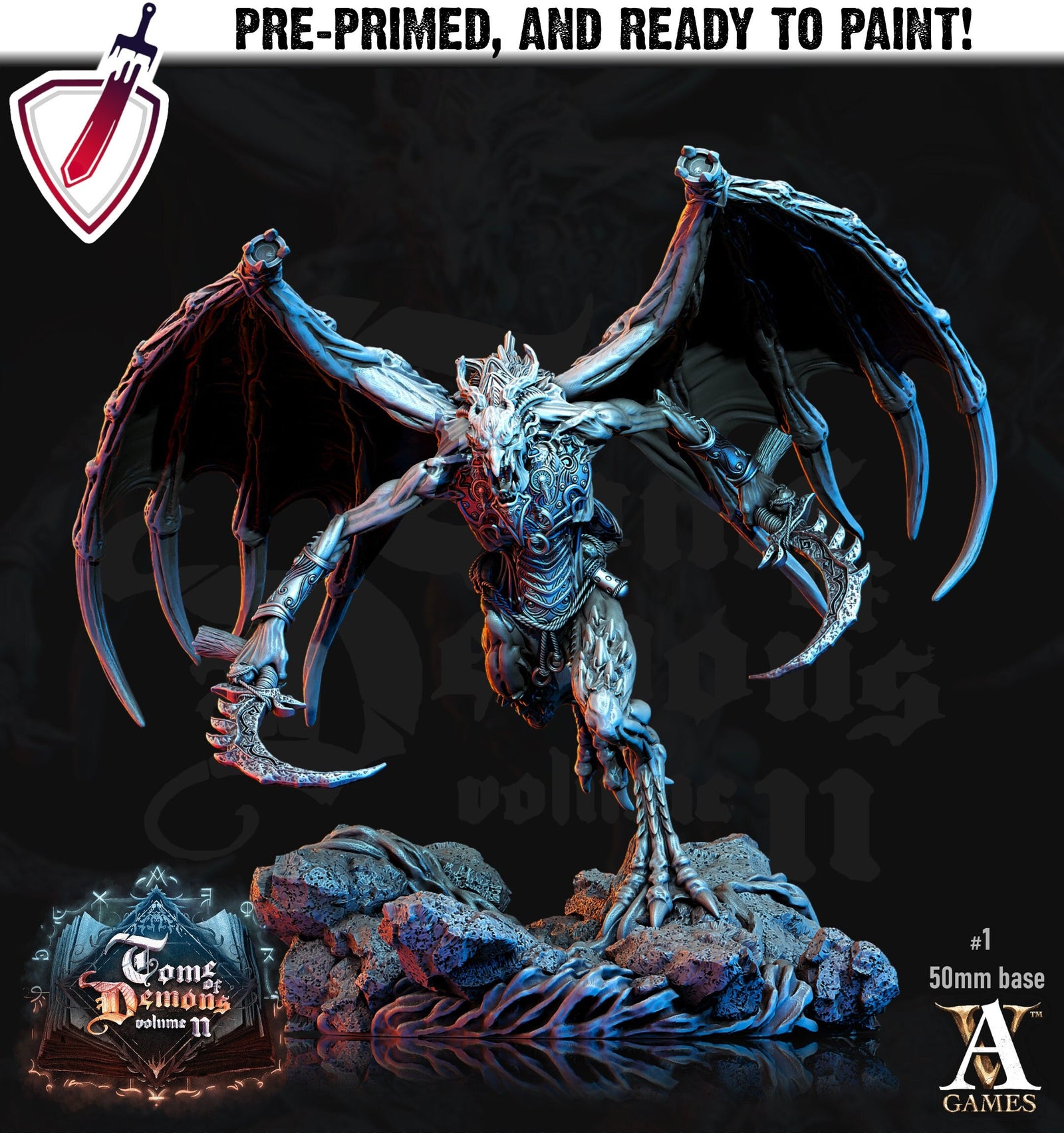 Bane Demons | Miniatures by Archvillain Games | Resin mini for tabletop gaming, D&D, Pathfinder, and painting | Assembled and Primed - Brush and Battle