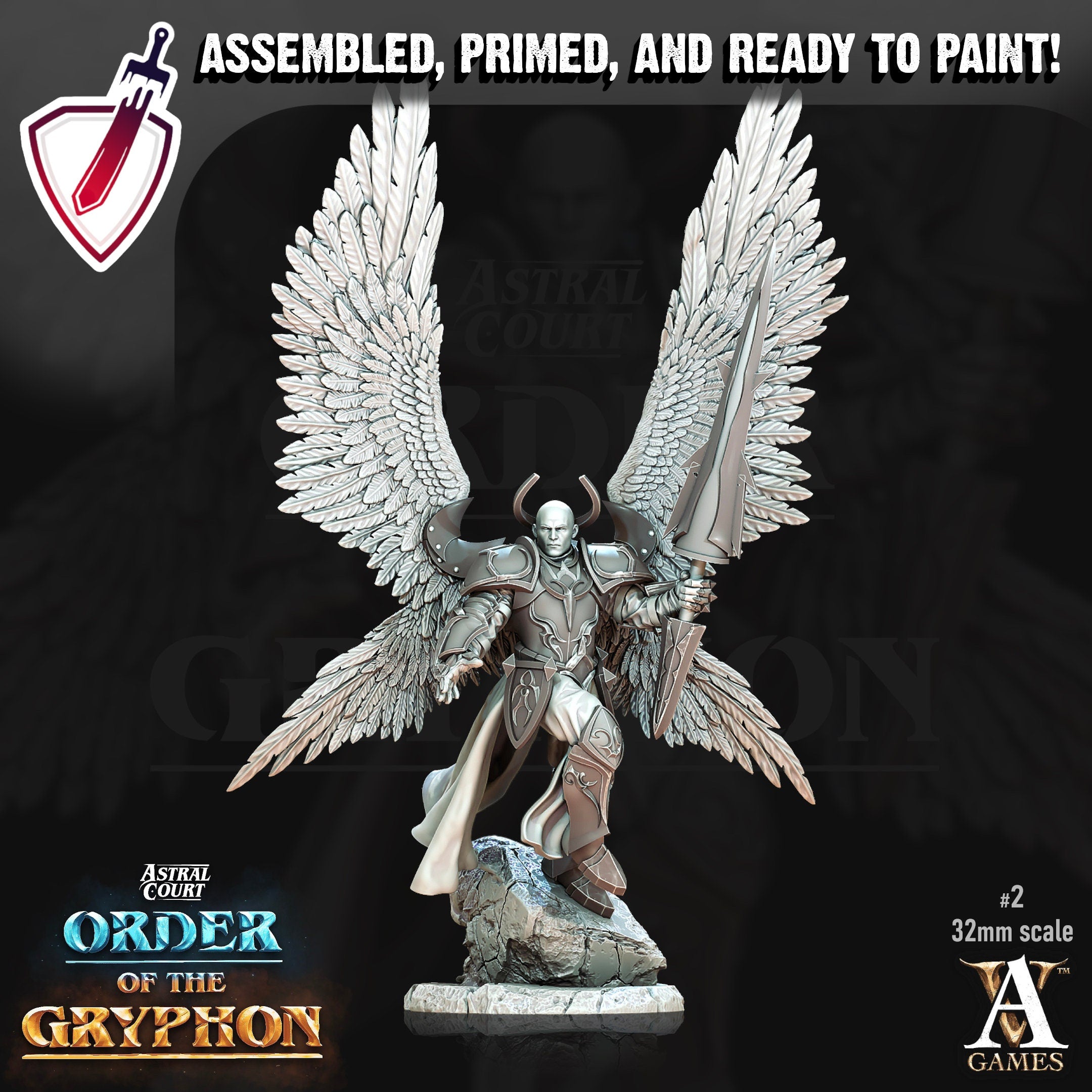 Male Justiciar Angels | Miniatures by Archvillain Games | Resin Mini for Tabletop Gaming, D&D, Pathfinder, Painting | Assembled and Primed - Brush and Battle