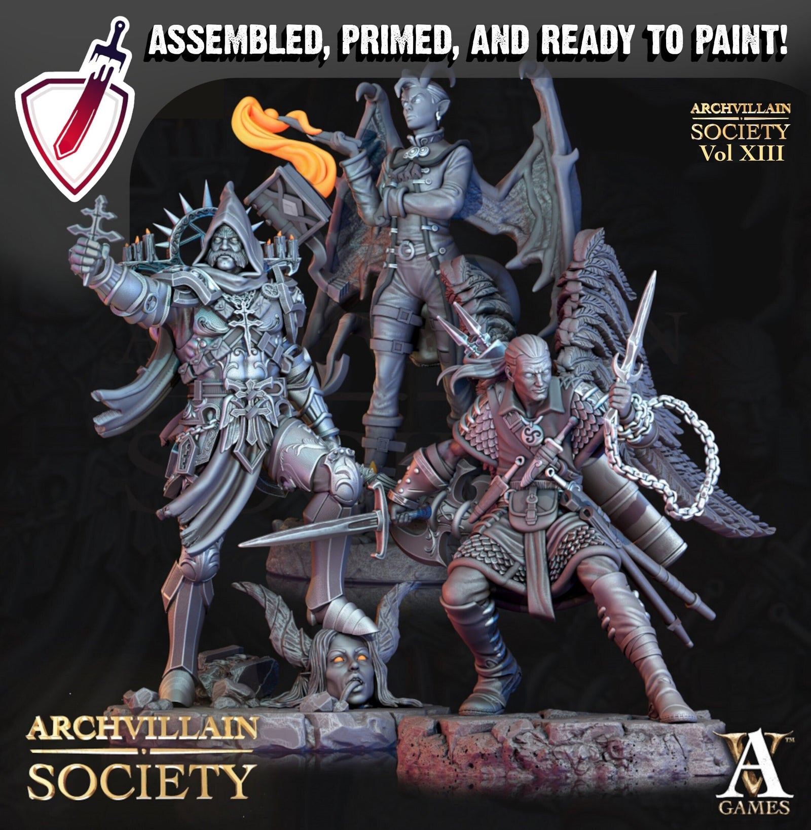 Heroes Vol. XIII | Miniatures by Archvillain Games | Resin mini for tabletop gaming, D&D, Pathfinder, painting | Assembled and Primed - Brush and Battle
