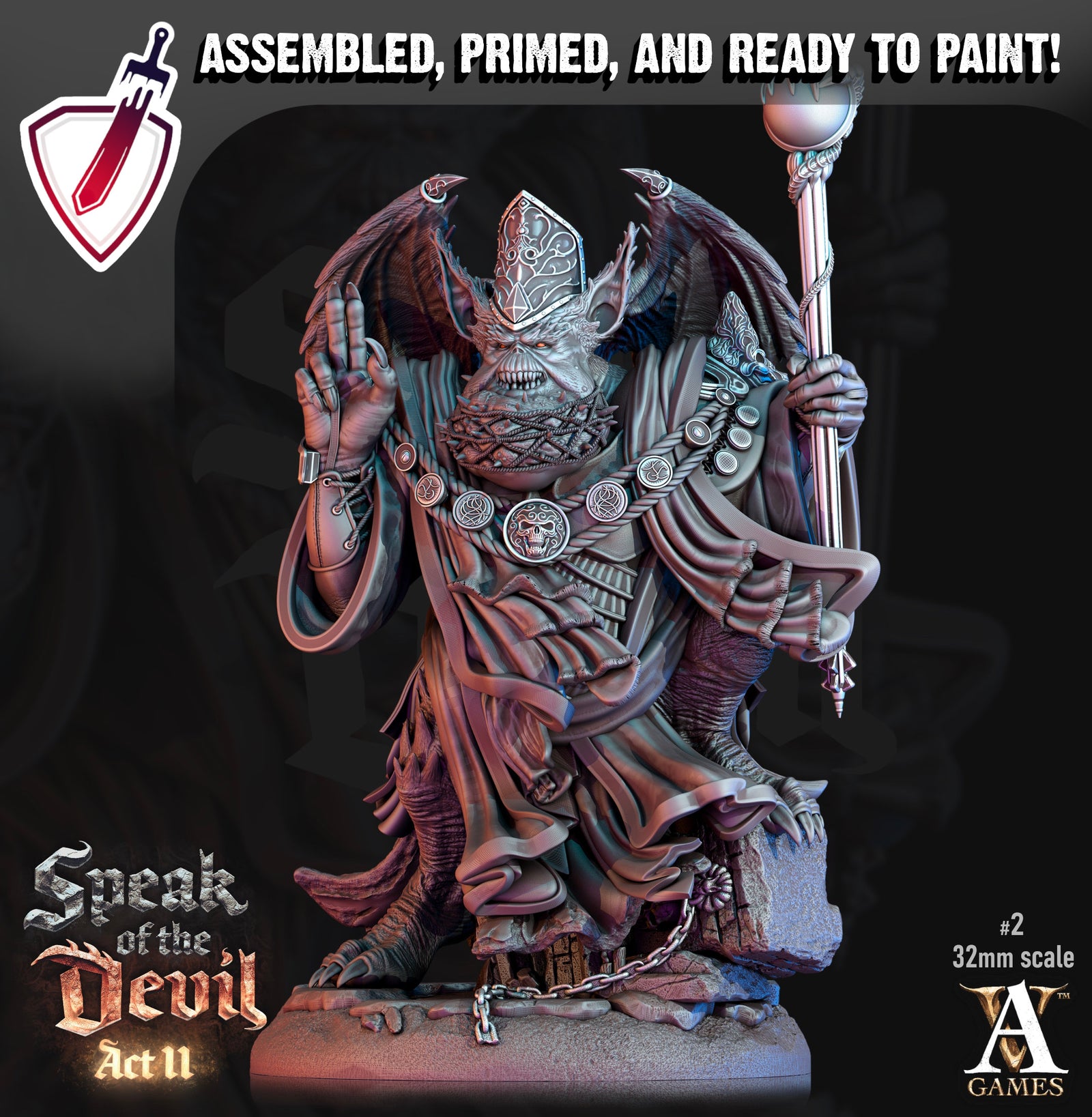 Varicite Devil | Miniatures by Archvillain Games | Resin Mini for Tabletop Gaming, D&D, Pathfinder, Painting | Assembled and Primed - Brush and Battle