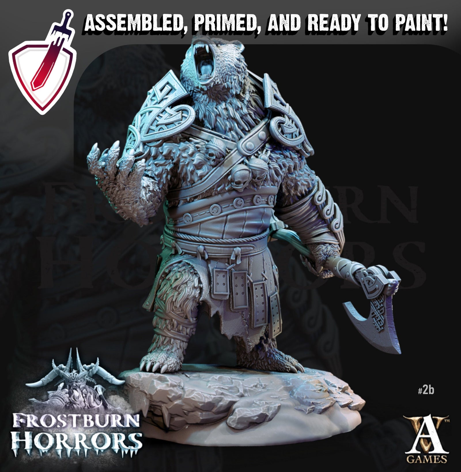 Bear Vanguard | Miniatures by Archvillain Games | Resin Mini for Tabletop Gaming, D&D, Pathfinder, Painting | Assembled and Primed - Brush and Battle