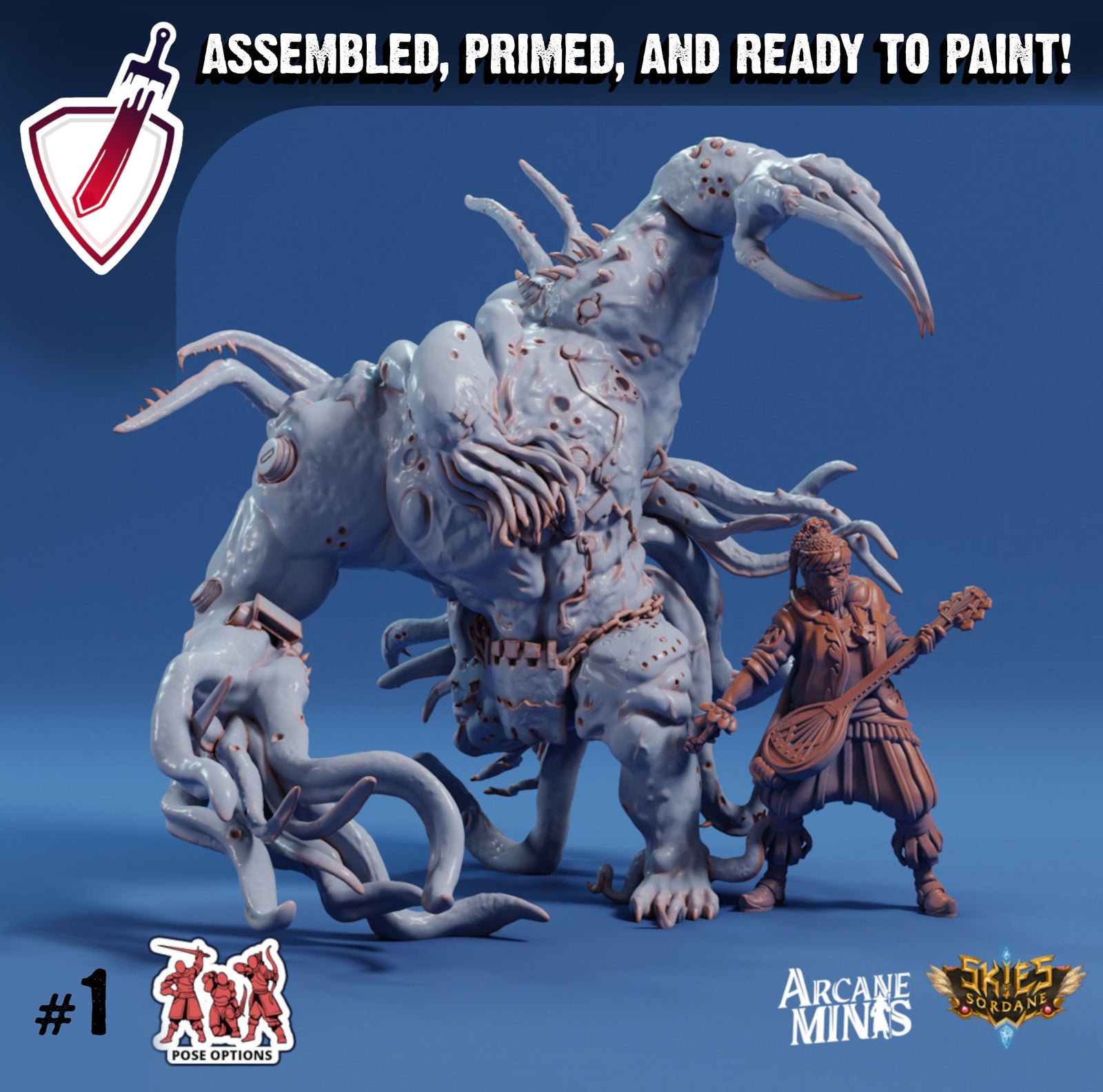 Cuthari Brute | Miniatures by Arcane Minis | Great for Tabletop Gaming, D&D, Pathfinder, and Painting | Assembled and Primed - Brush and Battle