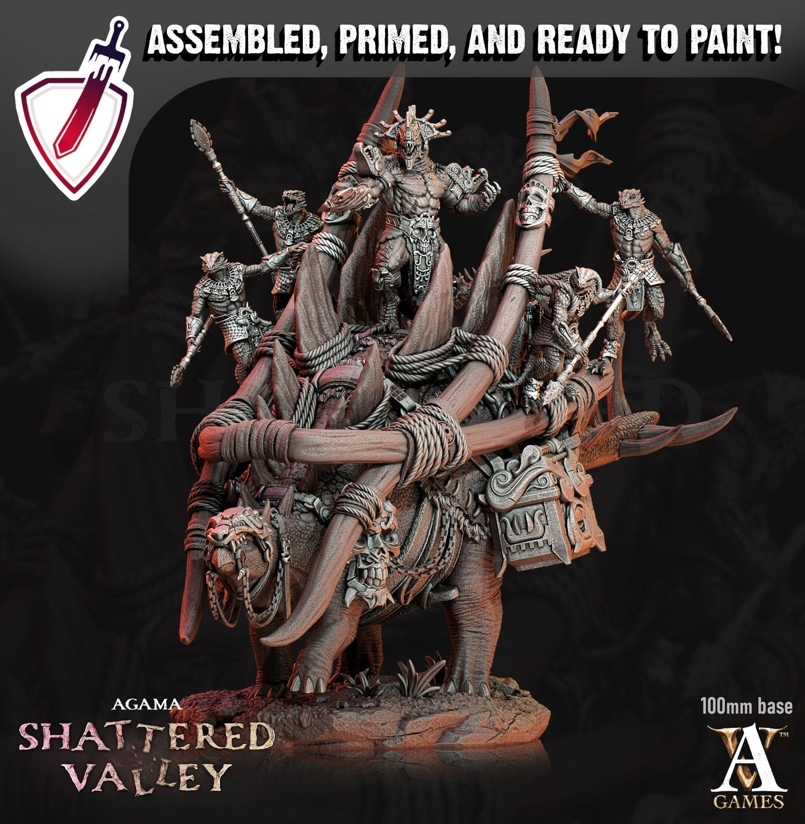 Tzeekul the Conqueror | (Massive) Miniature by Archvillain Games | Mini for tabletop gaming, D&D, Pathfinder, painting | Assembled + Primed - Brush and Battle